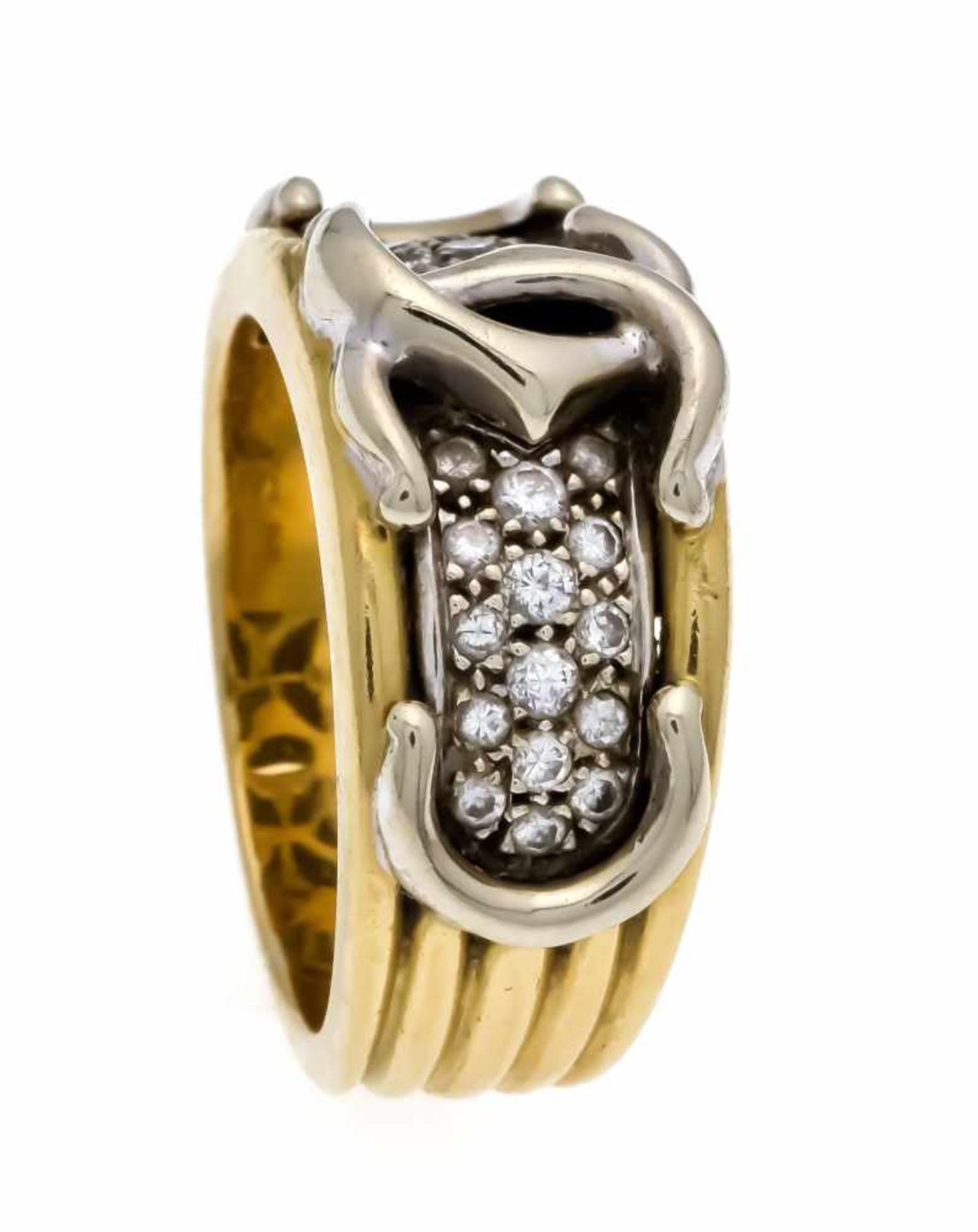 Brilliant ring GG / WG 750/000 with 30 diamonds, total 0.40 ct W / SI, RG 58, 15.8 g