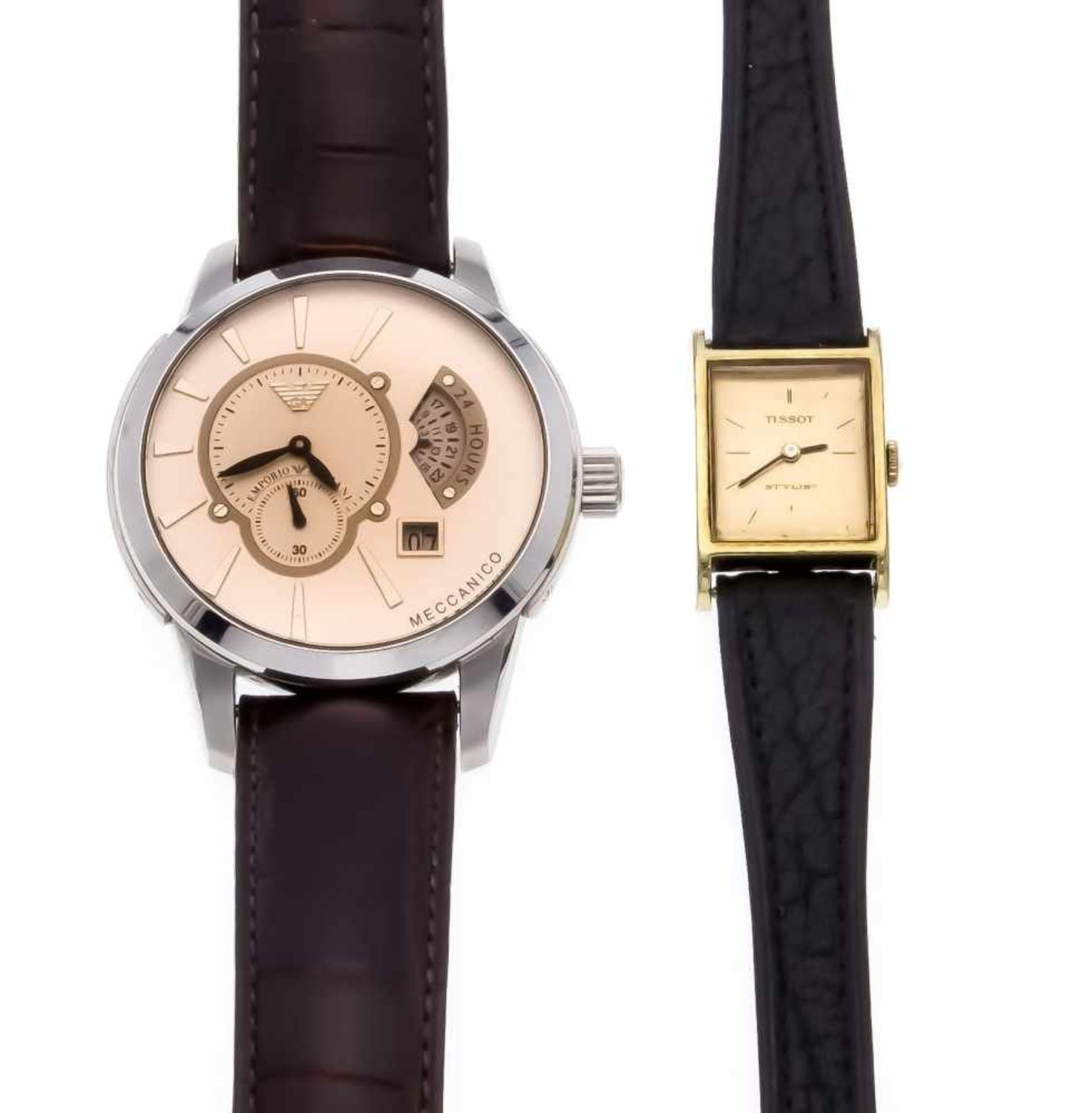 Mixed lot of 2 watches Dau Tissot manual winding, running, men's watch automatic, running