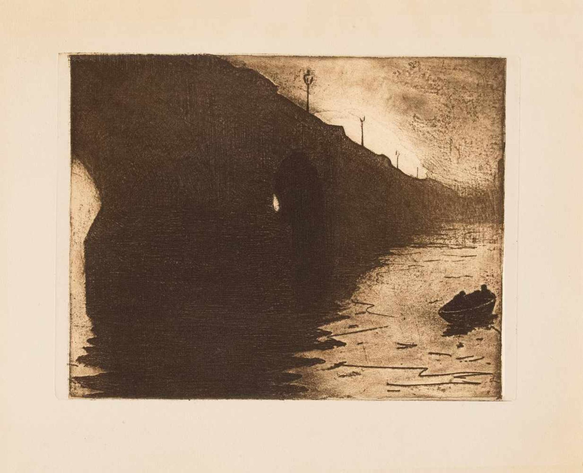 Willem Witsen (1860-1923), Dutch graphic artist, ''Waterloobrücke im Nebel'', aquatint<