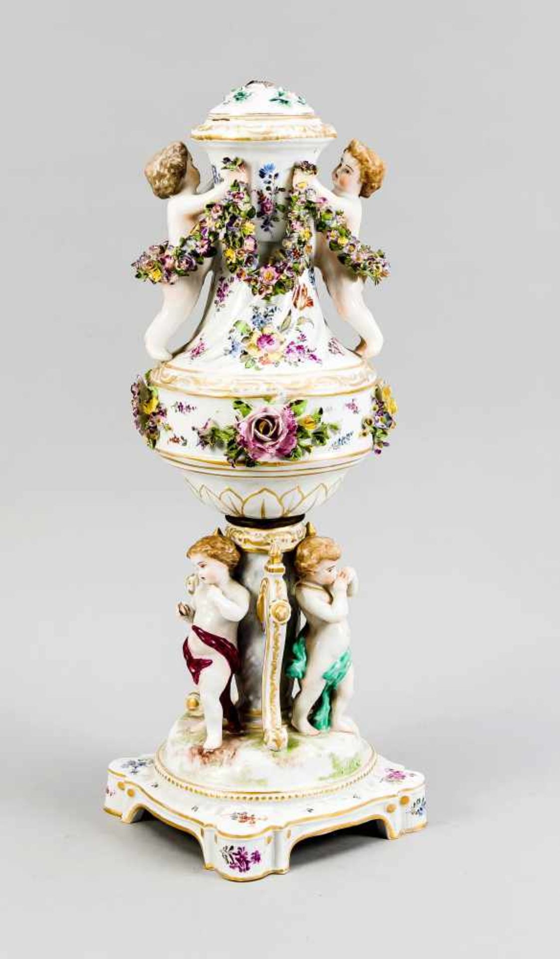 Loving couple, Triebner, Ens & Co., Volkstedt, Thuringia, mark 1894-1895, cavalier with