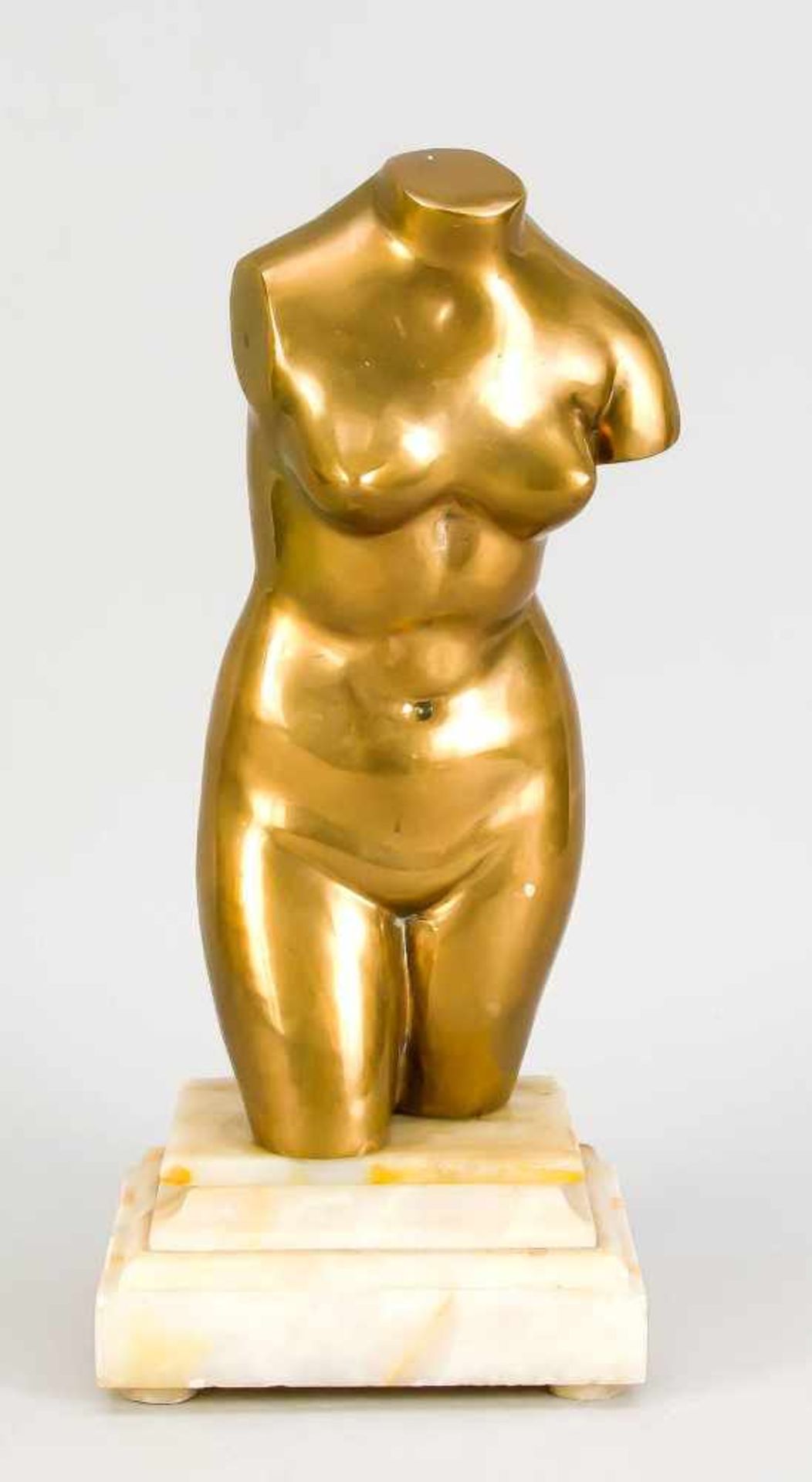 Torso of Venus, cast brass from the 20th century based on an antique model, on alabaster