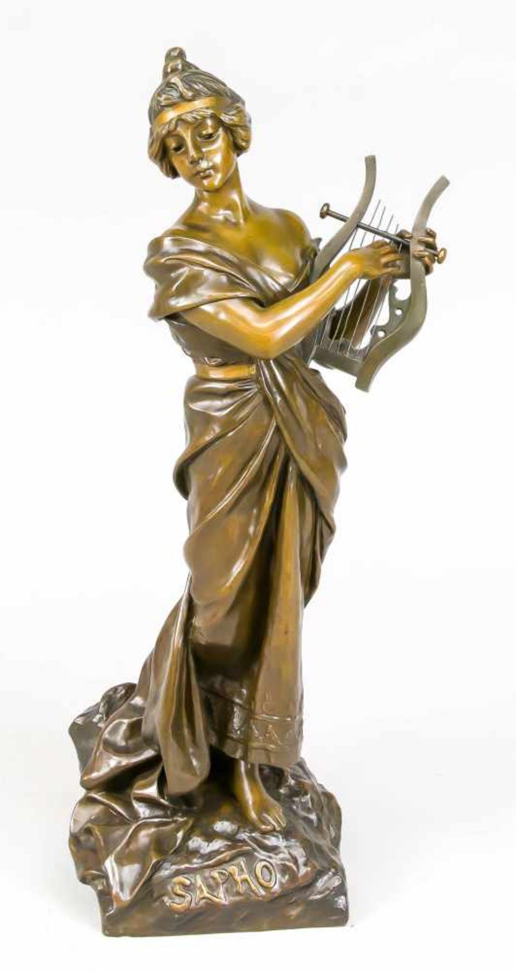 Emmanuel Villanis (1858-1914), 'Sapho', female figure in antique robe, one