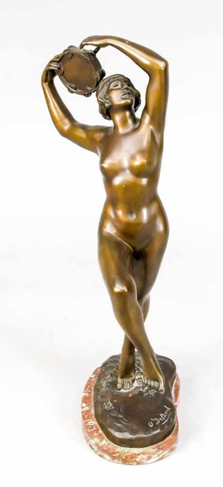 Otto de Beul (1845-1899), Belgian sculptor, large sculpture of a nude dancer with