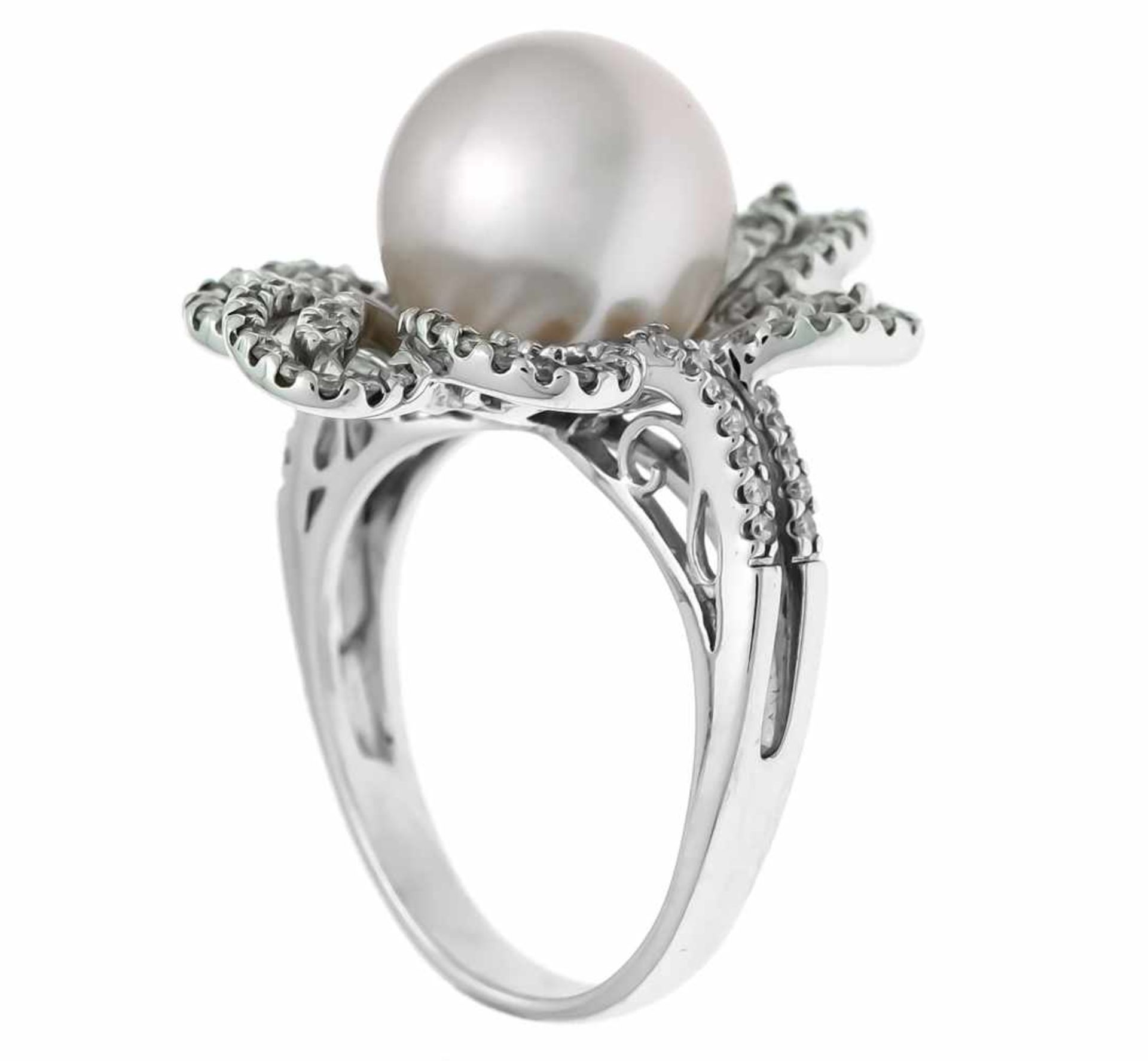 Südsee-Brillant-Ring WG 750/000 with a South Sea pearl 11.2 mm with very very few natural< - Bild 2 aus 2