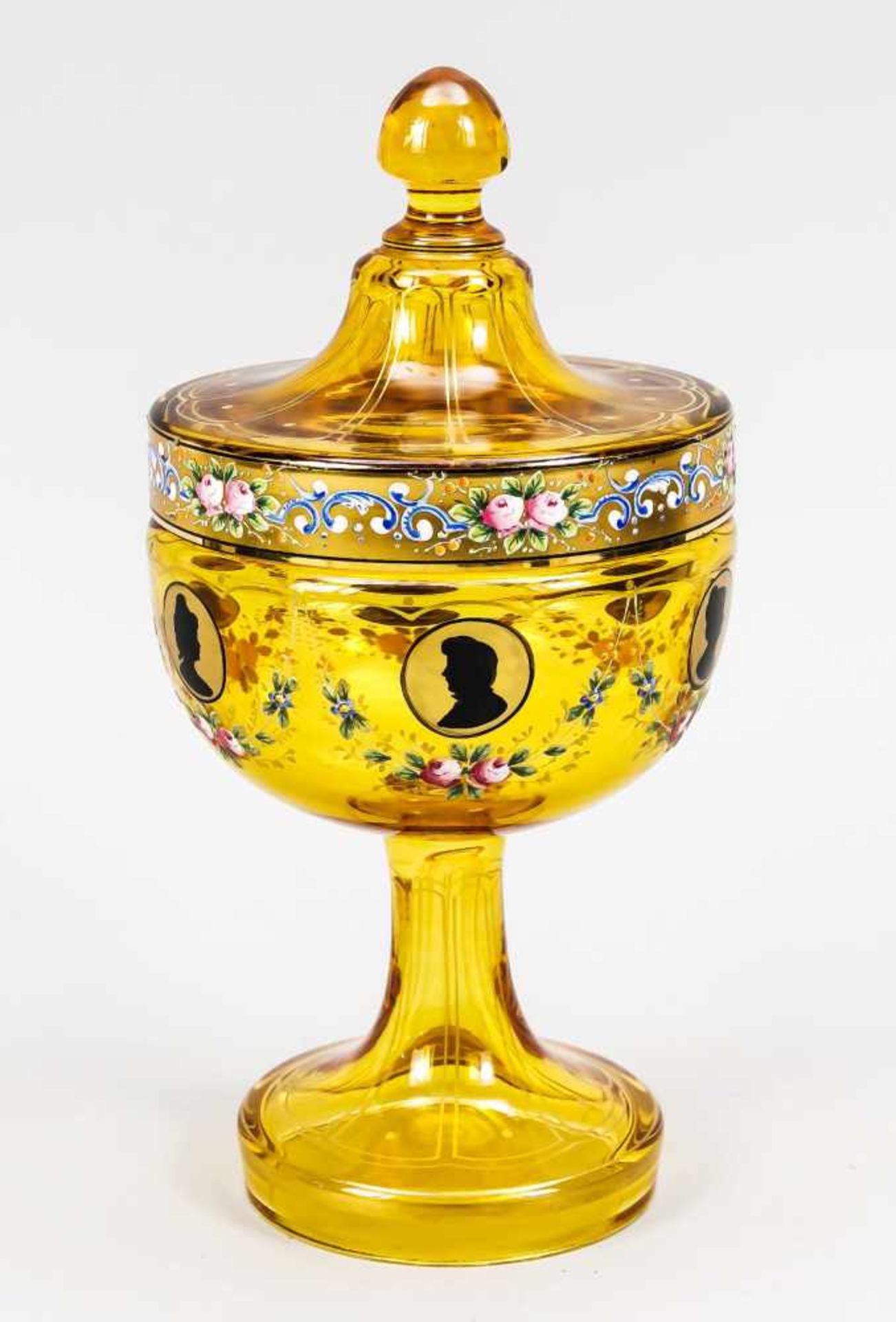 Lidded cup, probably Bohemia, around 1900, round domed stand merging into the hollow