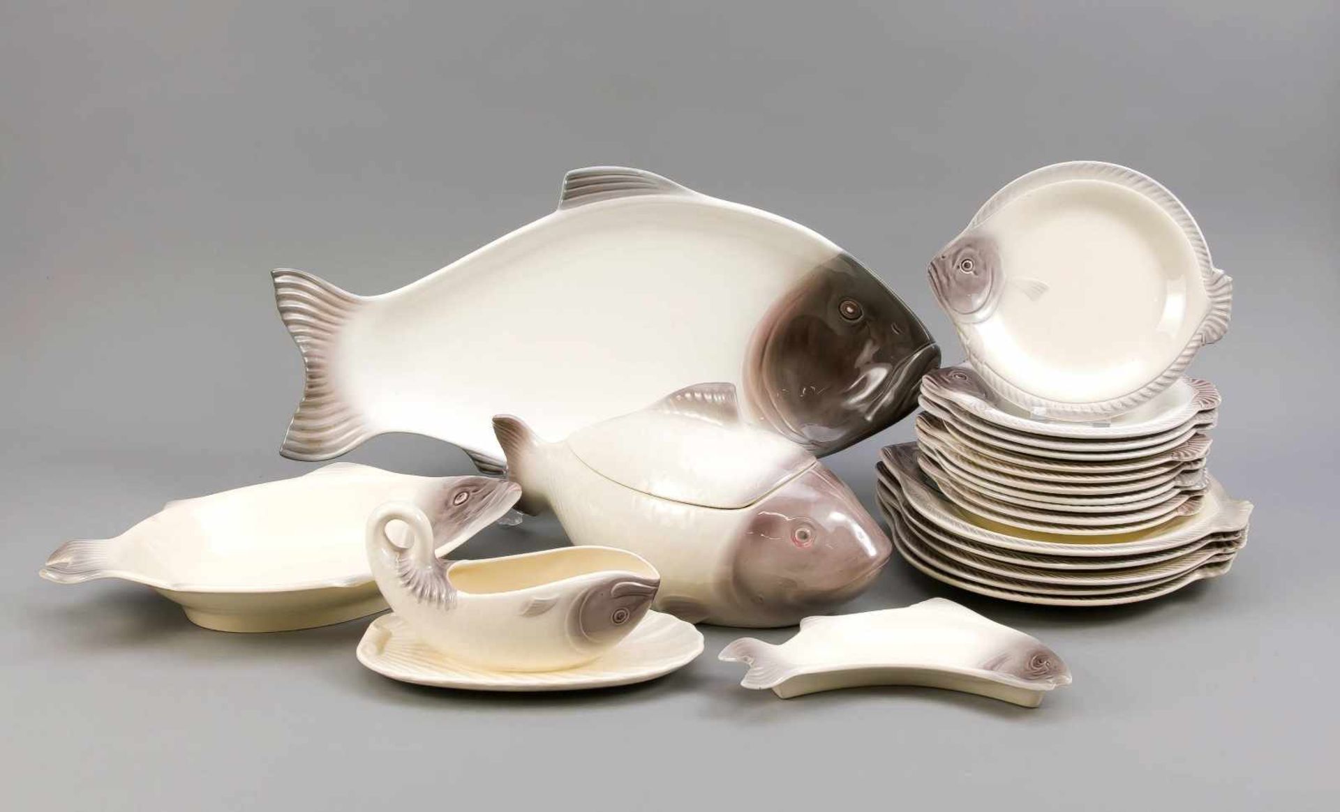 Fish service, approx. 48 pieces, Waechtersbach, ceramics, designed by Adolf Müller around<