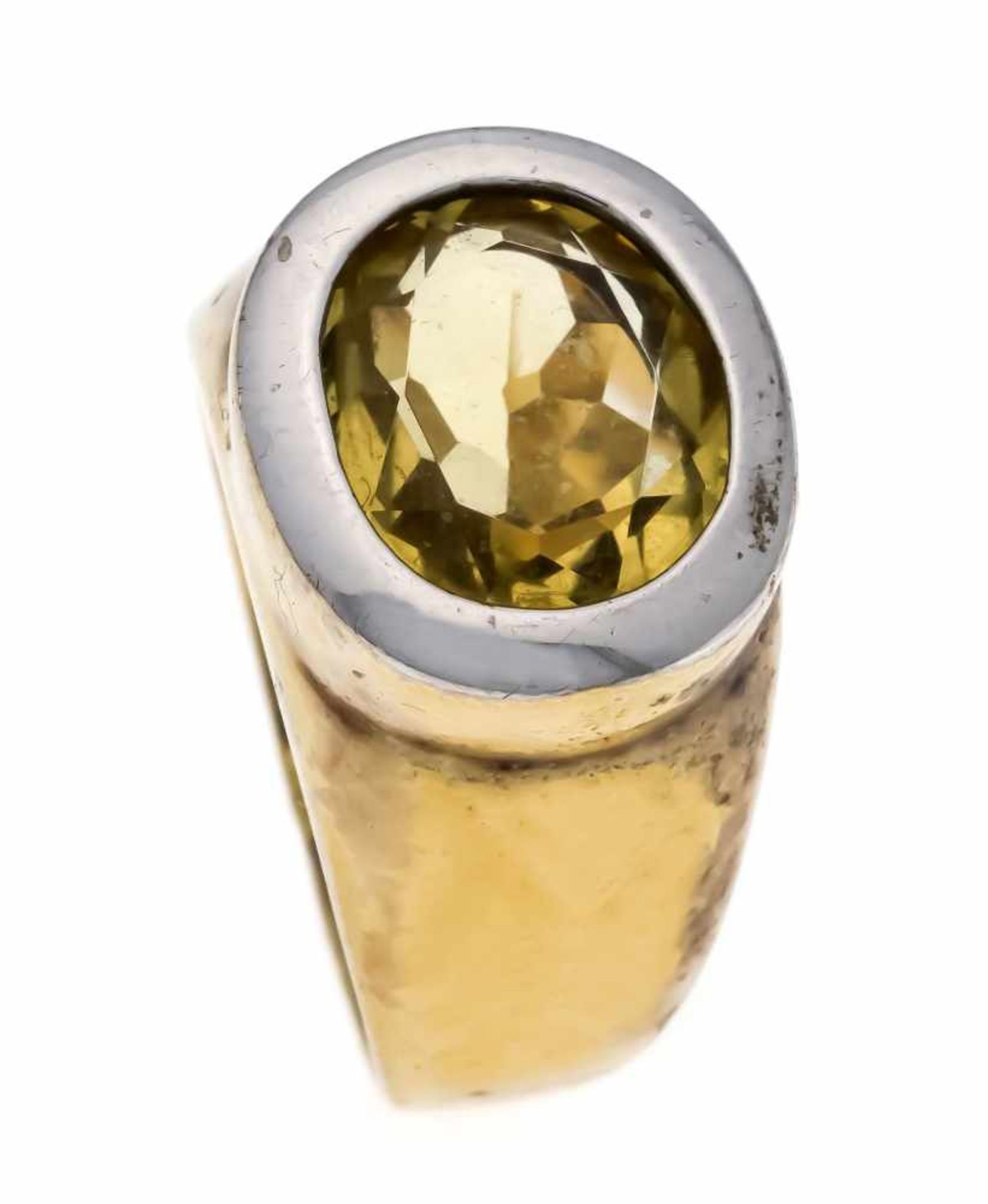 Citrine ring GG / WG 585/000 with an oval fac. Citrine 12 x 10.5 mm, RG 59, 11.1 g