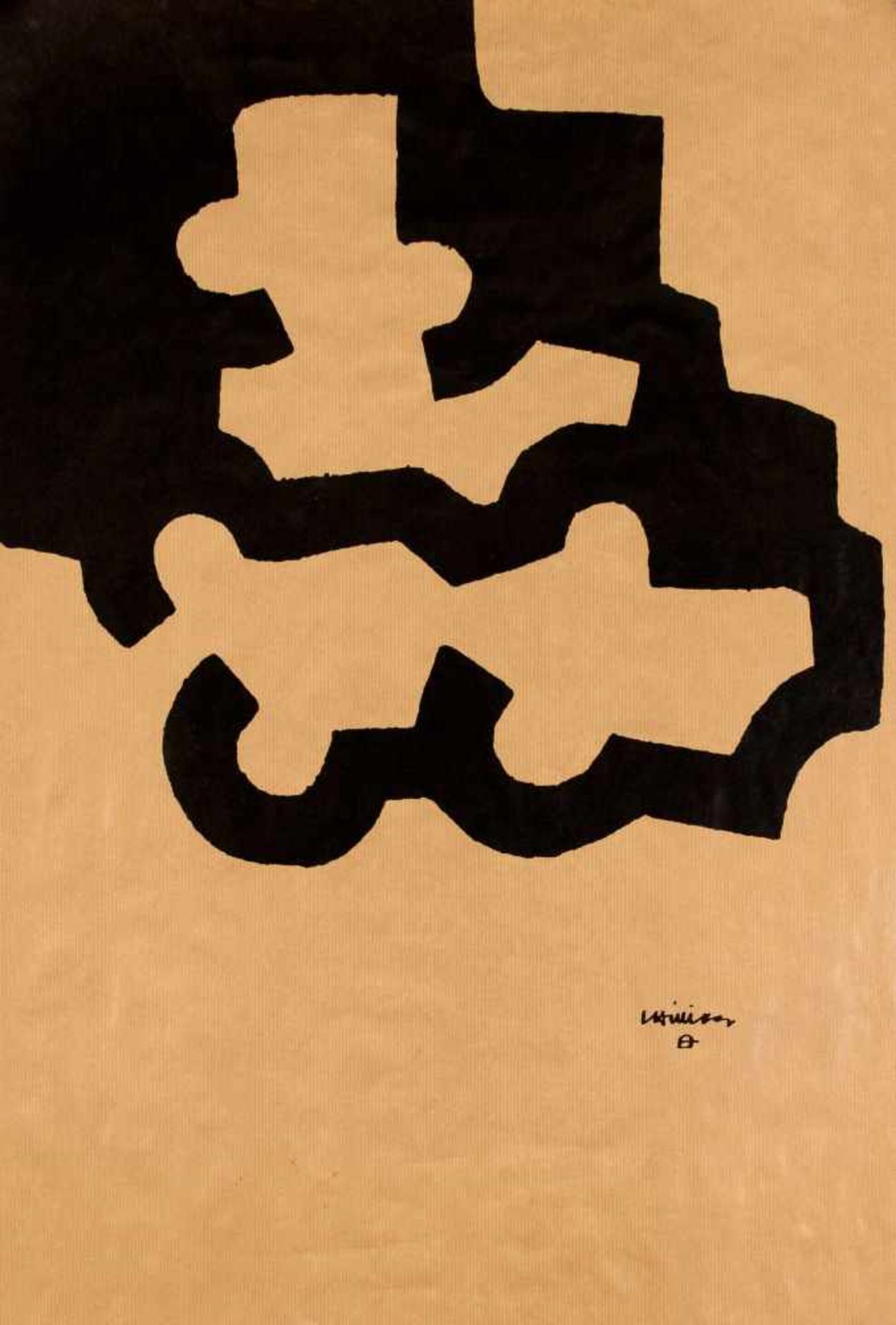 Eduardo Chillida (1924-2002), composition o.T., silkscreen in black on light brown kraft