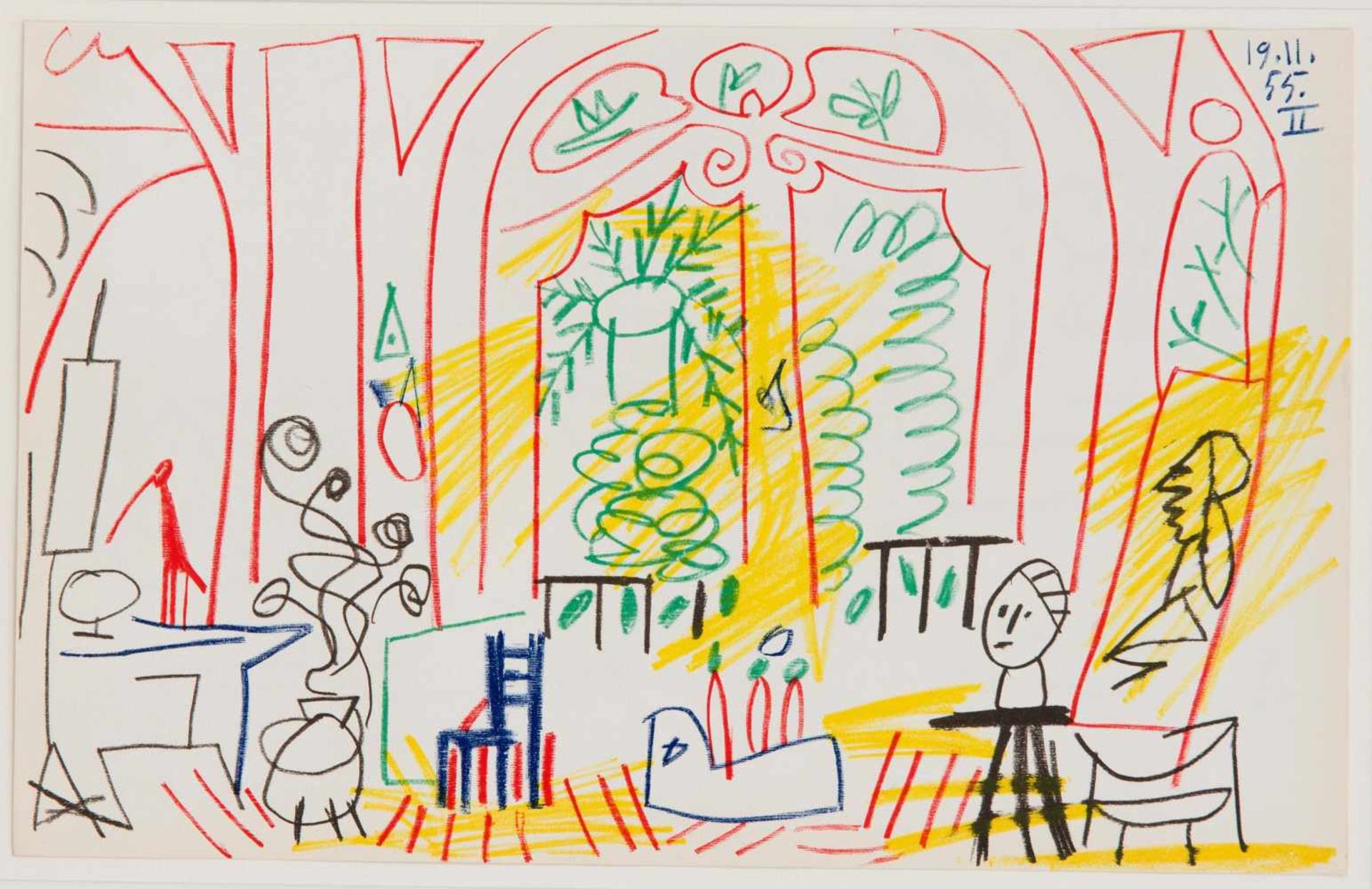 Pablo Picasso (1881-1973), ''Californie, Atelier II'', color lithograph, 1955, top rightdated 19.