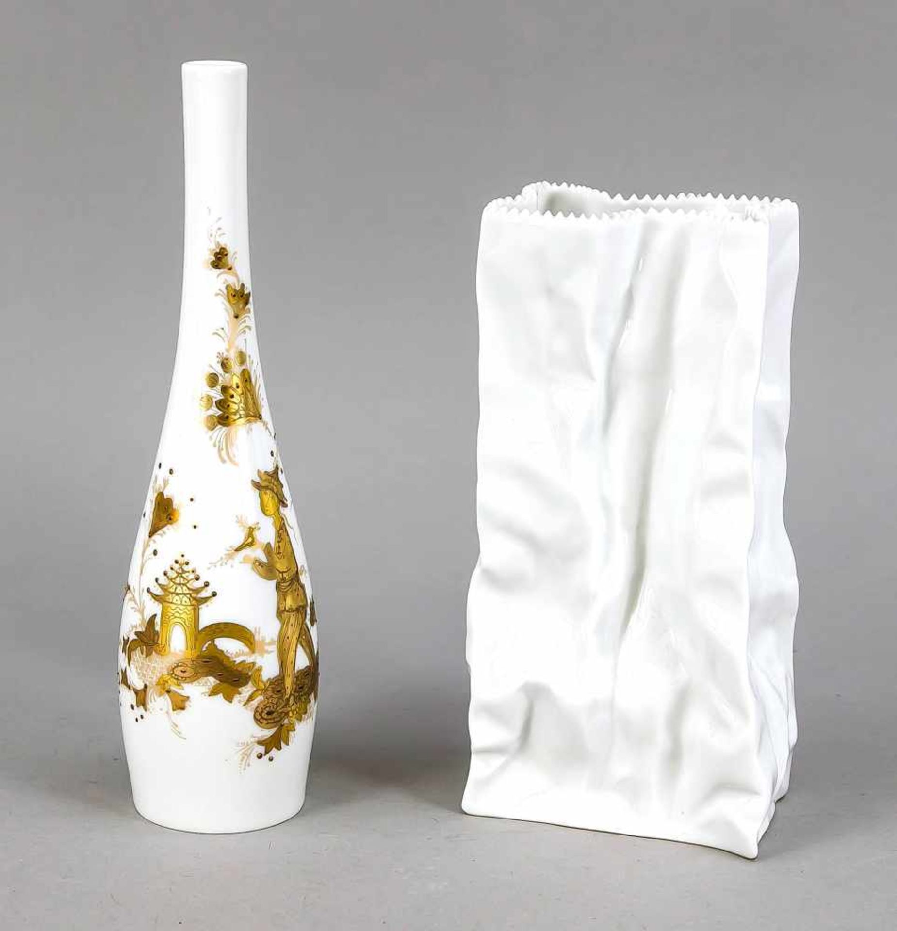 Two vases, Rosenthal, 20th century, ''Quatre Couleurs'' vase, designed by Bjorn Wiinblad,model no.
