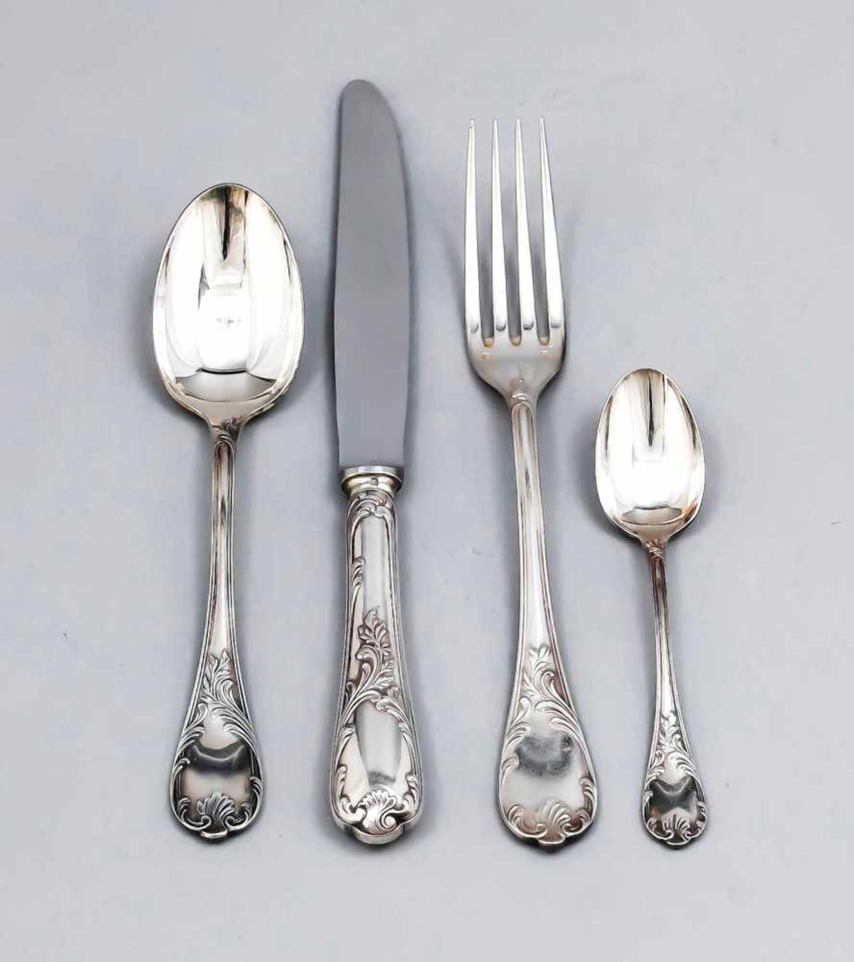 16 pieces cutlery, France, 20th century, hallmarked Christofle, Paris, plated, modelMarly, spoons,