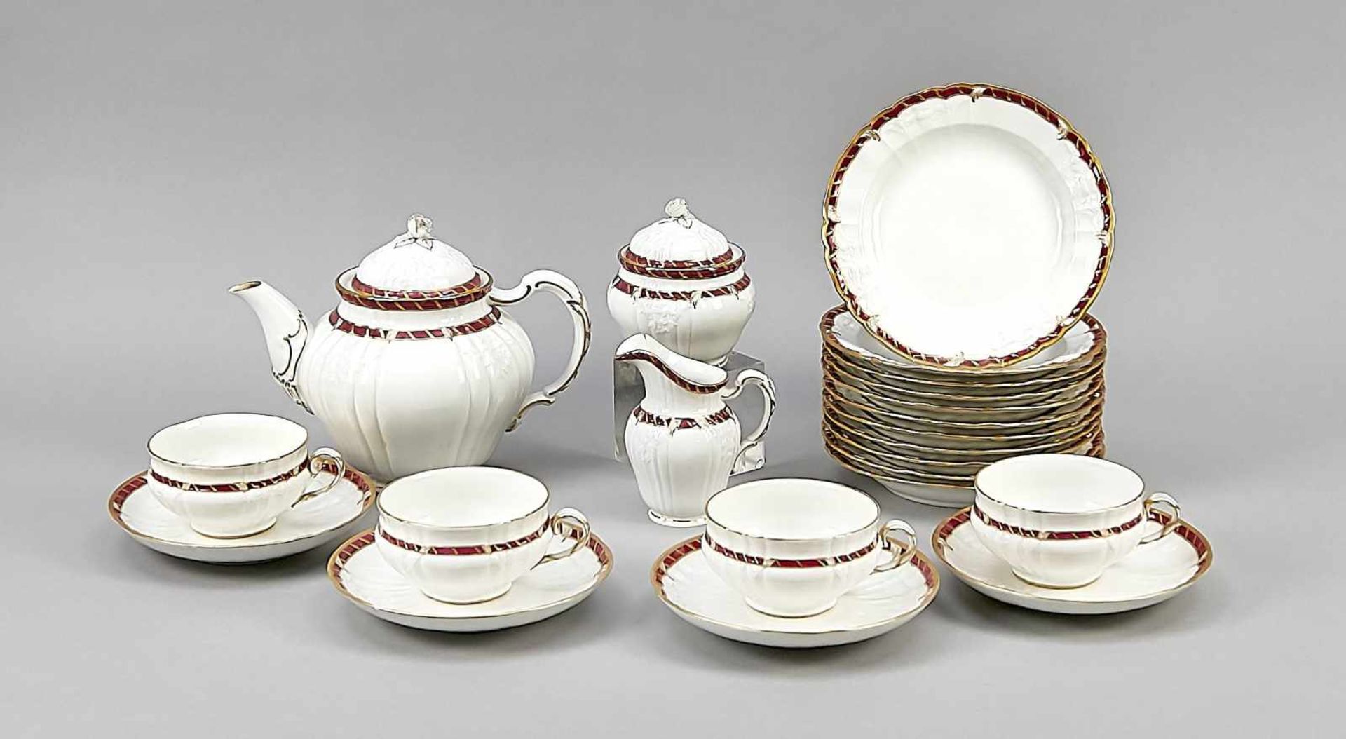 Tea set for 12 persons, 39 pcs., KPM Berlin, mark 1962-92, 1st and 2nd quality, painter'smark,