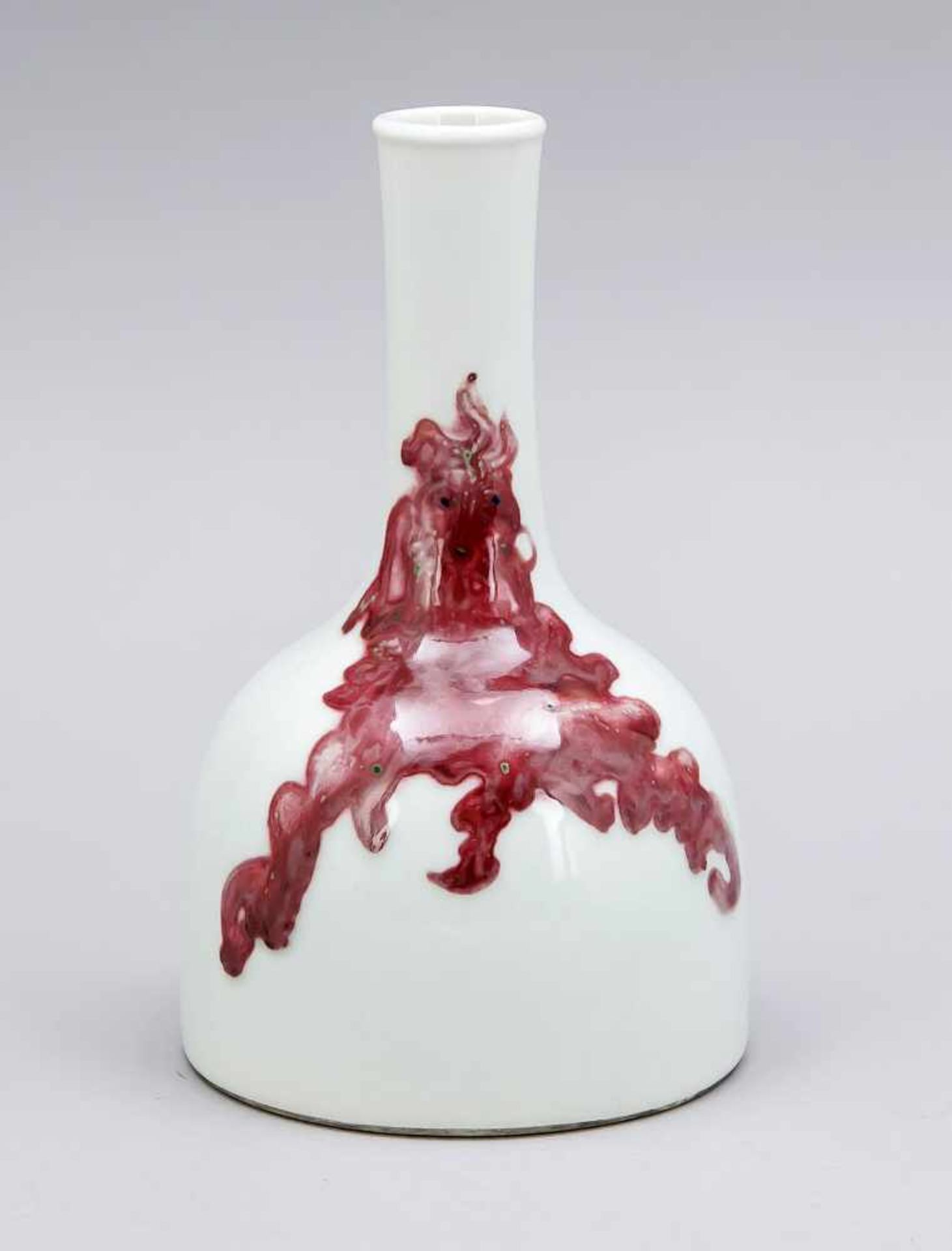 Small Mallet vase, China, 20th cent. Long neck with slightly beaded lips.Minimalistic copper-red