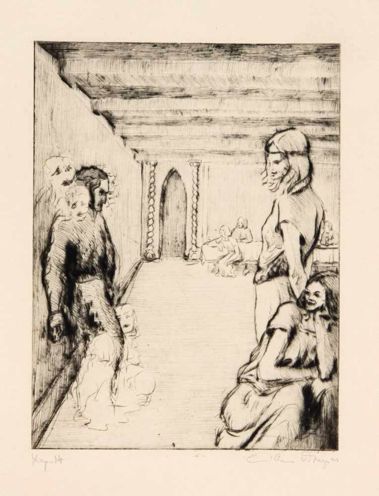 Mixed lot of 13 etchings from the 1st half of the 20th century, Karl Bauer (1905-1993),''Frederick - Bild 5 aus 6