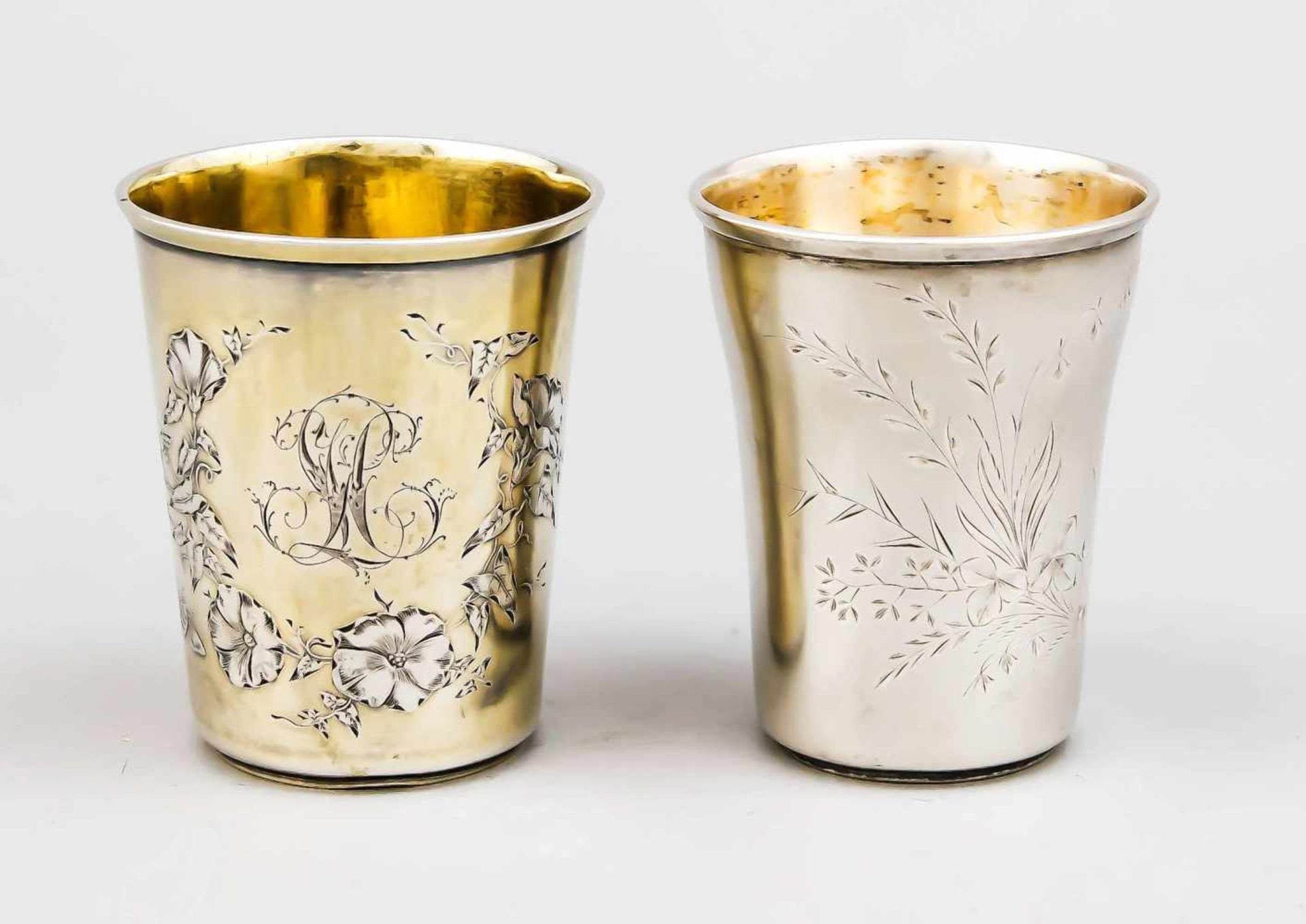 Two baptismal beakers, German, around 1900, hallmarked Koch & Bergfeld, Bremen, silver800/000,