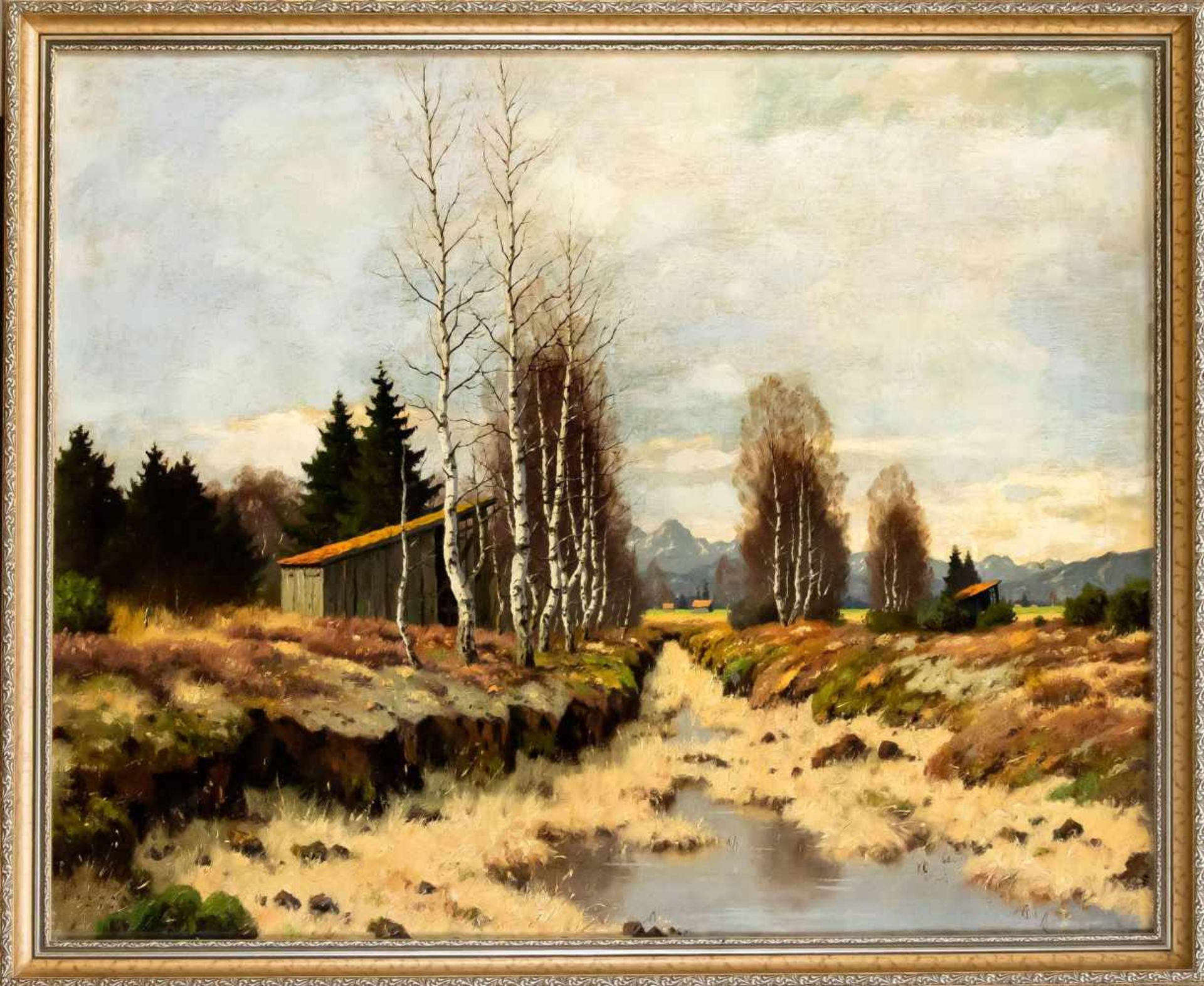 Karl Schaette (1884-1951), Munich landscape painter, Moor in the Prealps, oil on canvas,signed lower