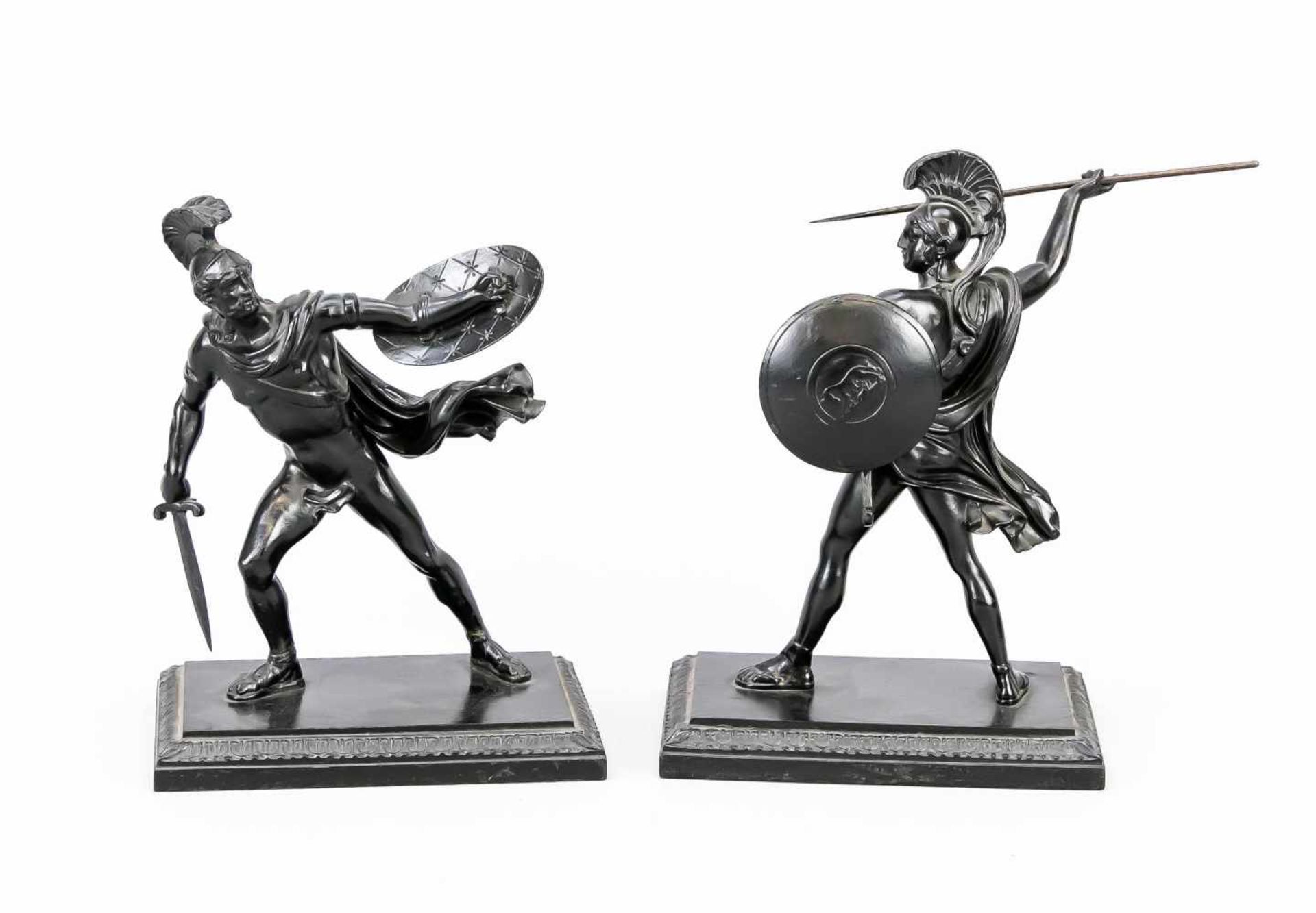 Romulus and Tatius, cast iron, probably from the early 20th century, patinated in black,two