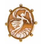 Gem brooch gold-plated around 1880, with a finely carved shell gem 42 x 34 mm, L. 51 mm,10.8