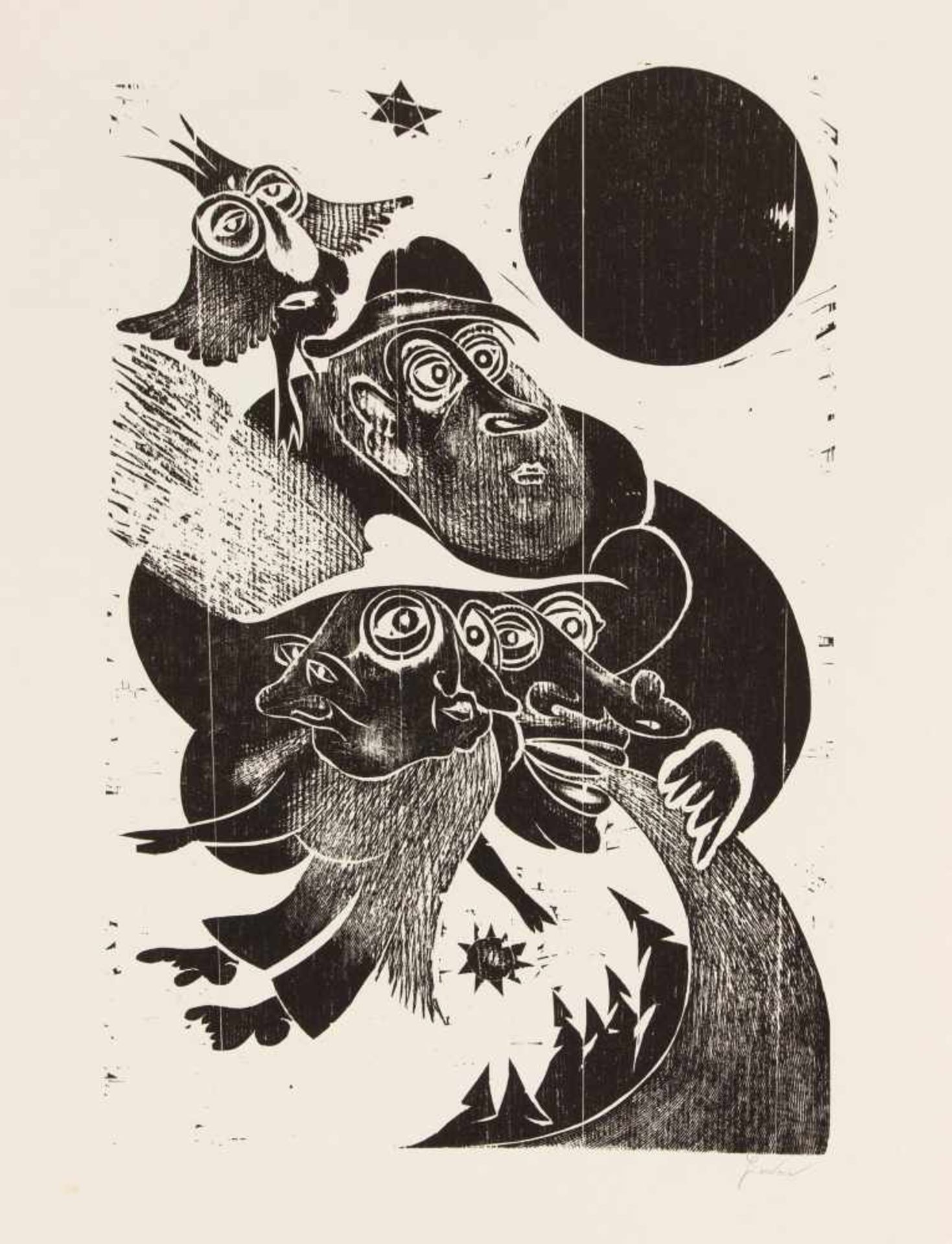 Wolfgang Simon (1940-2013), large mixed lot of 14 woodcuts, some motifs exist more thanonce, - Bild 3 aus 5