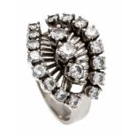 Brilliant ring WG 585/000 with diamonds, total 1.23 ct W / SI, RG 50, 5.3 gBrillant-Ring WG 585/