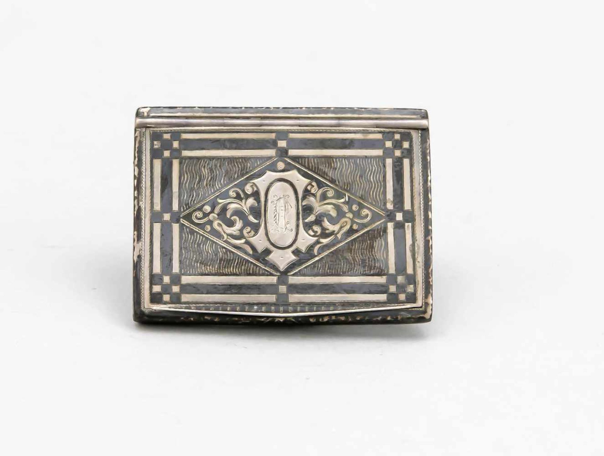 Cigarette box, probably Hungary, mid-20th century, hallmarked EB (?), silver 900/000,gilding inside,