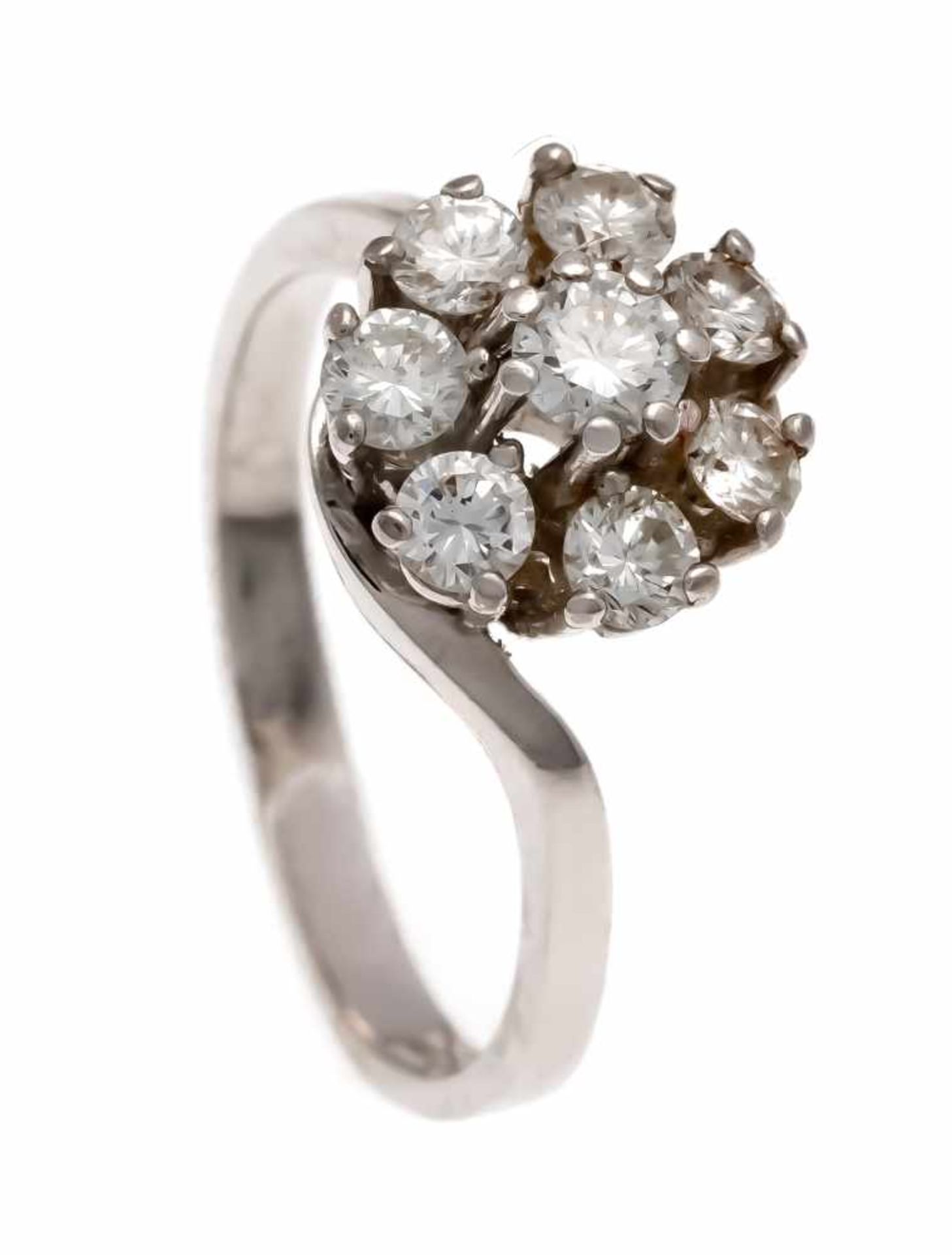 Brilliant ring WG 585/000 with 8 brilliants, total 1.03 ct W / VS, RG 55, 4.8 gBrillant-Ring WG