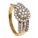 Brilliant ring GG / WG 585/000 with 71 diamonds, total 1.00 ct W / PI1, RG 60, 4.8 gBrillant-Ring