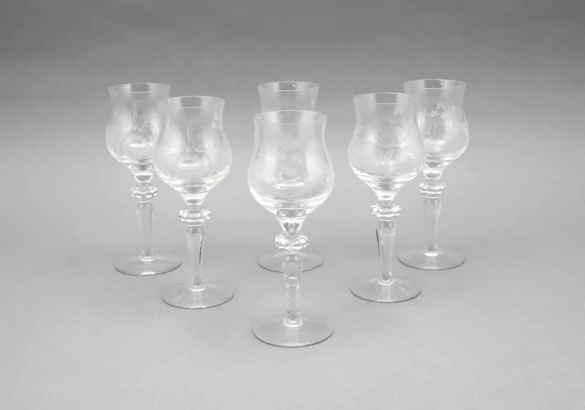 Six wine goblets, 2nd half of the 20th century, Meissner Bleikristall GmbH, MarliesSändig, model