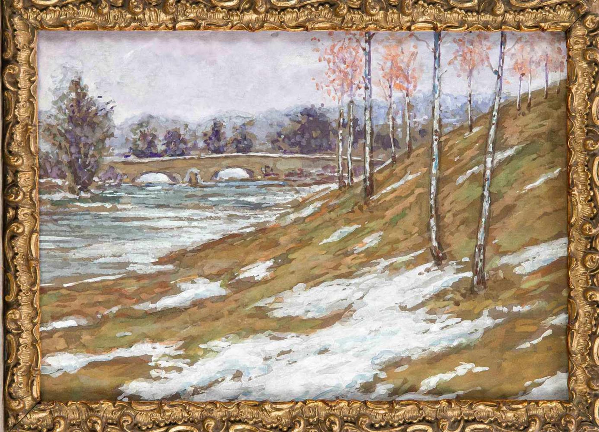 Anonymous, probably Russian painter from the 1st half of the 20th century, riversidelandscape with