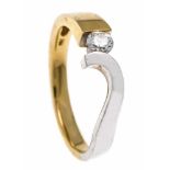 Brilliant ring GG / WG 750/000 with a brilliant 0.215 ct W / PI1, RG 56, 4.7 gBrillant-Ring GG/WG