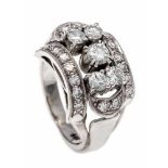 Brilliant ring WG 585/000 with 5 brilliants, 0.60 ct W / SI in total and diamonds, total0.20 ct