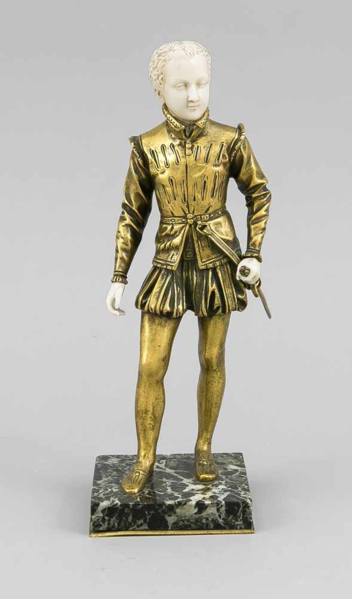 Sculptor around 1900, Chryselephantine figure of a Spanish or Italian young nobleman inthe