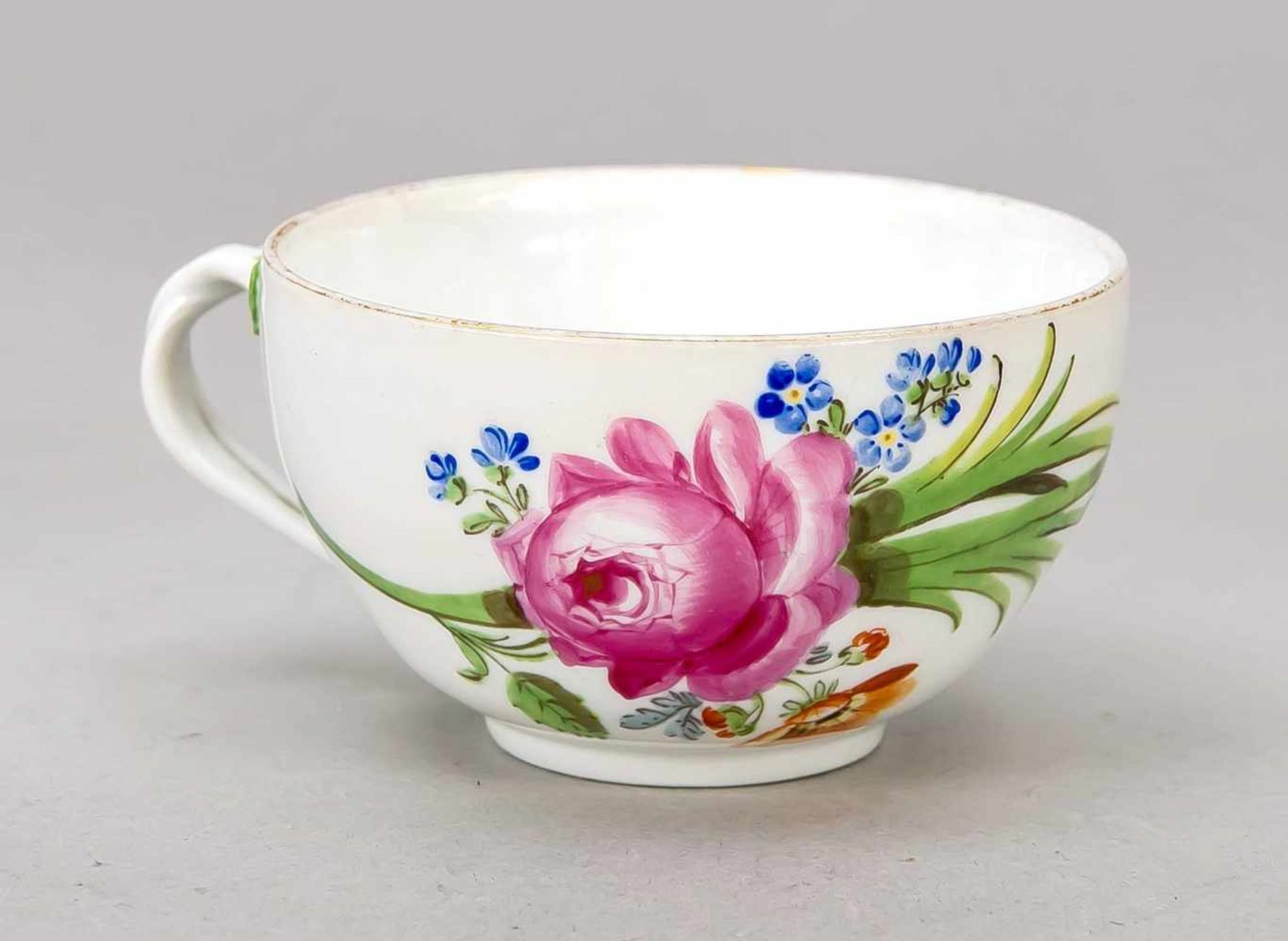 Marcolini cup, Meissen, mark 1774-1817, 1st quality, handle in the form of sinuoustendrils,