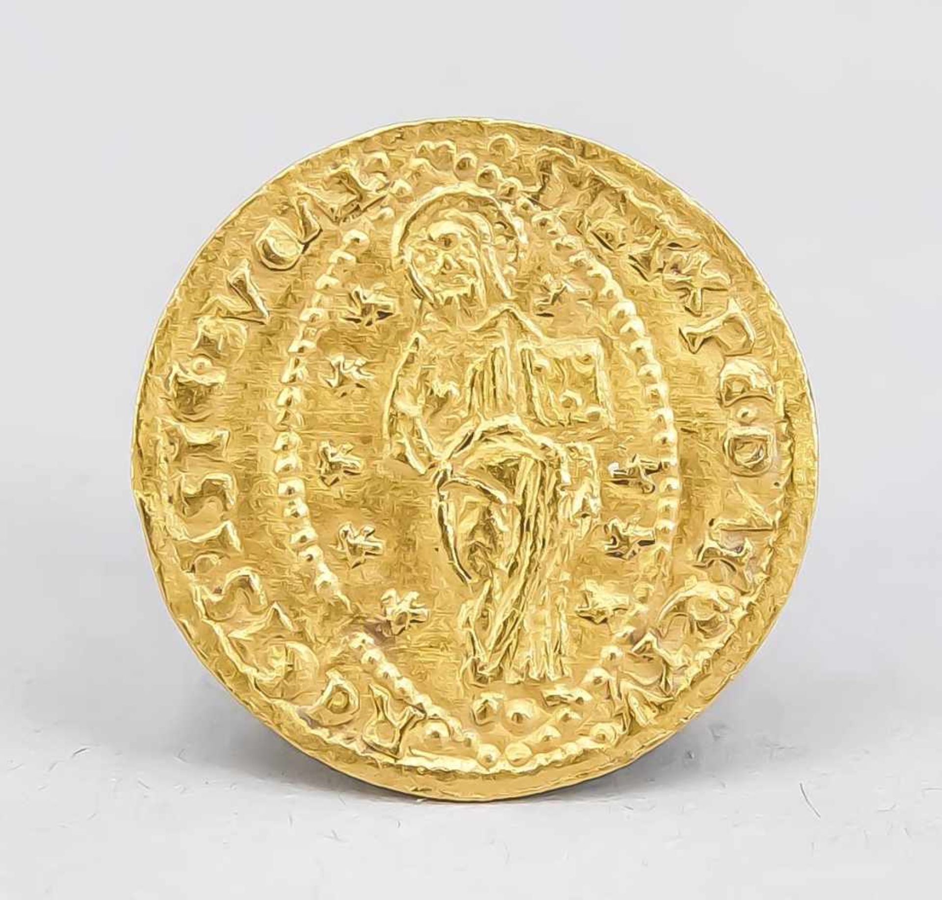 Goldmünze mit Christusdarstellung, wohl Italien (Venedig), 14./15. Jh., 2,2 cmGoldmünze mit - Bild 2 aus 2