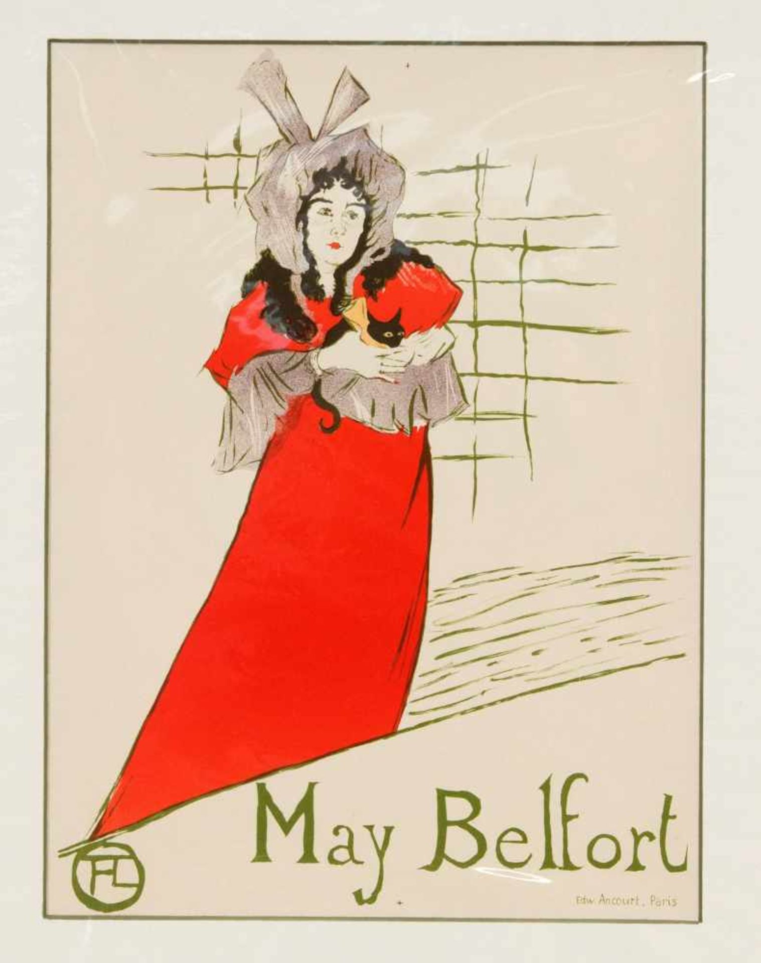 Henri de Toulouse-Lautrec (1864-1901), after, ''May Belfort'', color lithograph,typographically