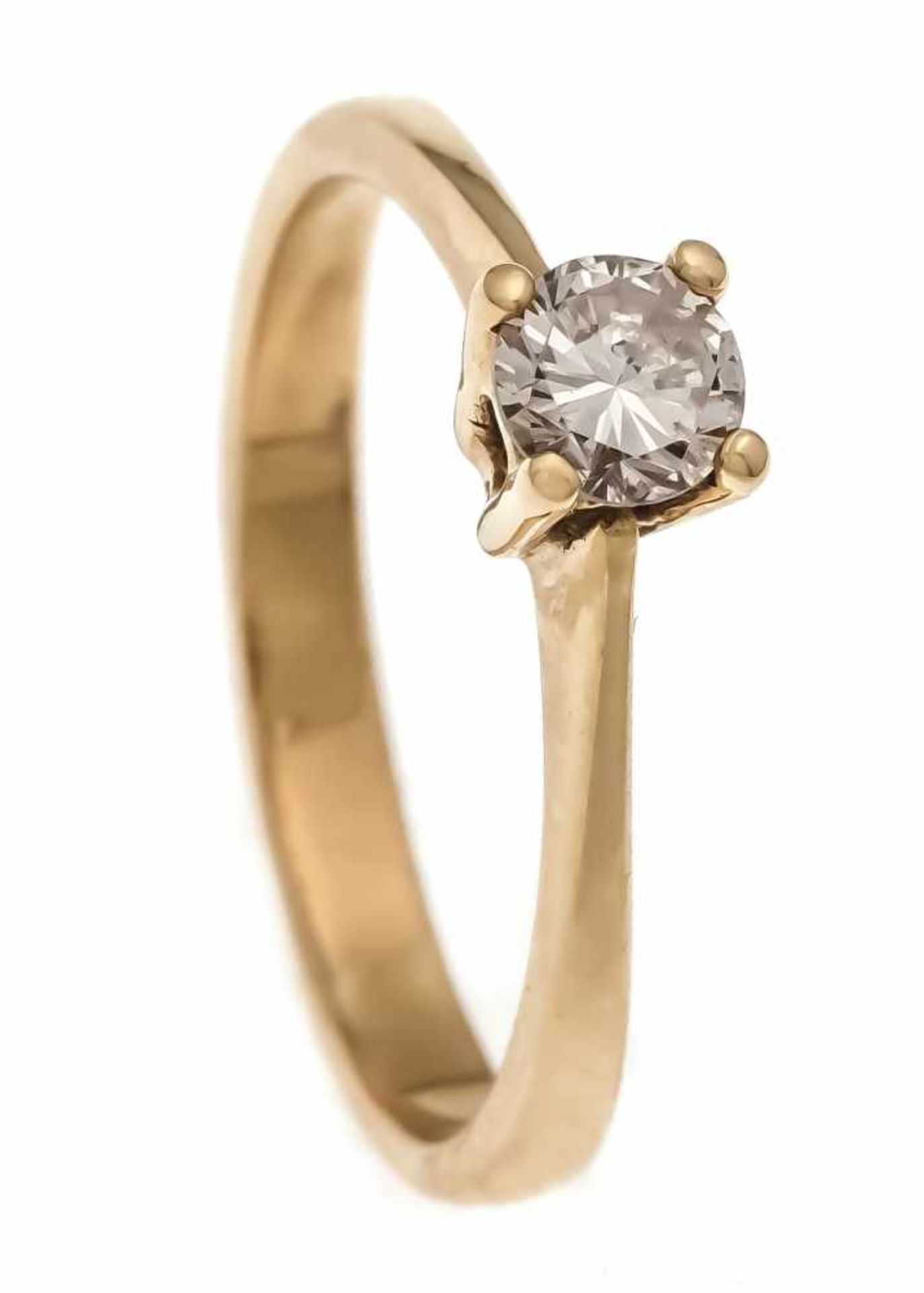 Brilliant ring GG 750/000 unstamped, checked, with a brilliant 0.35 ct l.get.W / SI, RG54, 3.2