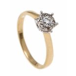 Brilliant ring GG 585/000 with a brilliant 0.25 ct W / SI and 12 diamonds, in addition0.06 ct W /