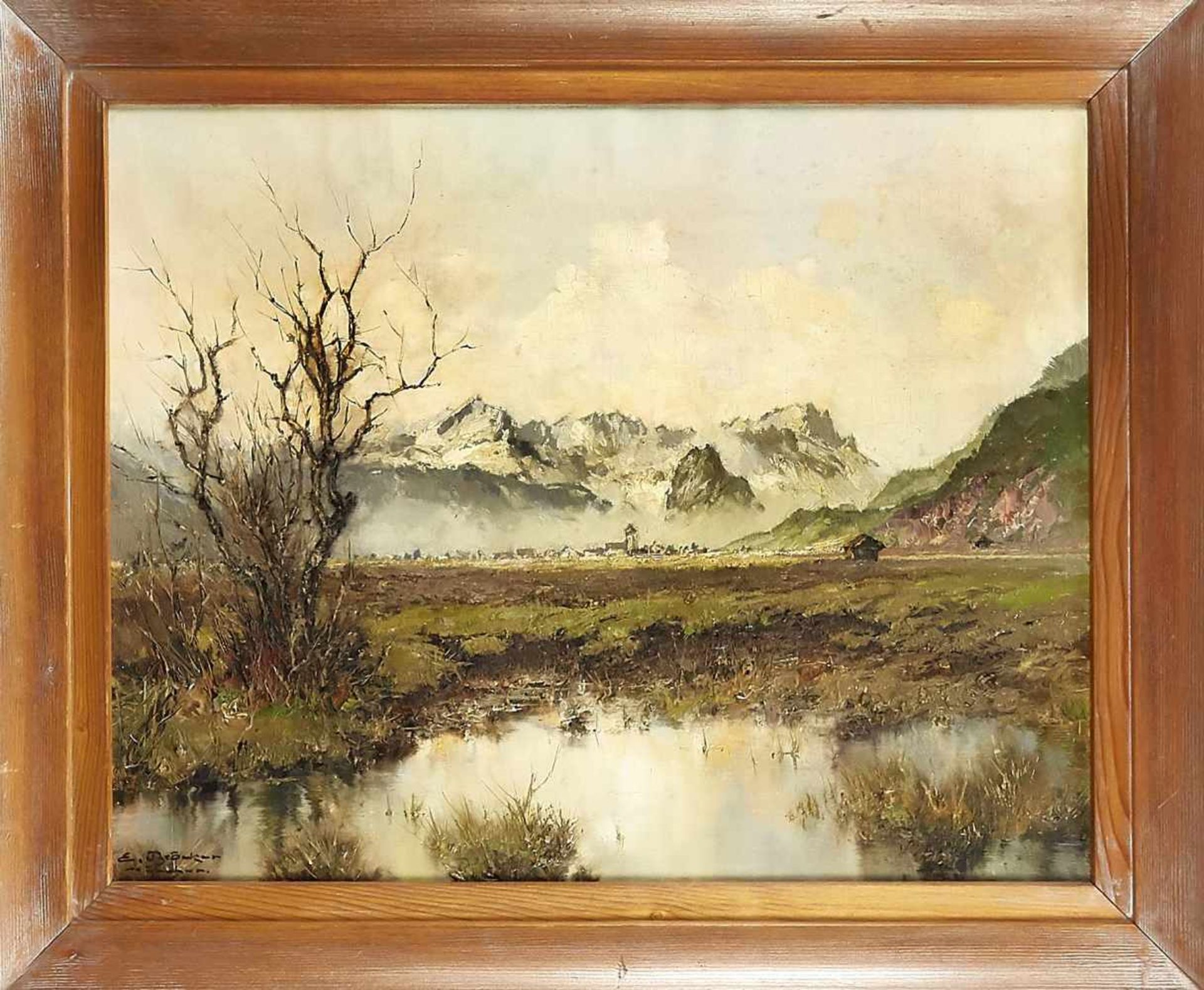Ernst Bröcker (1893-1963), Munich landscape painter, Bavarian autumn landscape, oil onLwd., U. li.