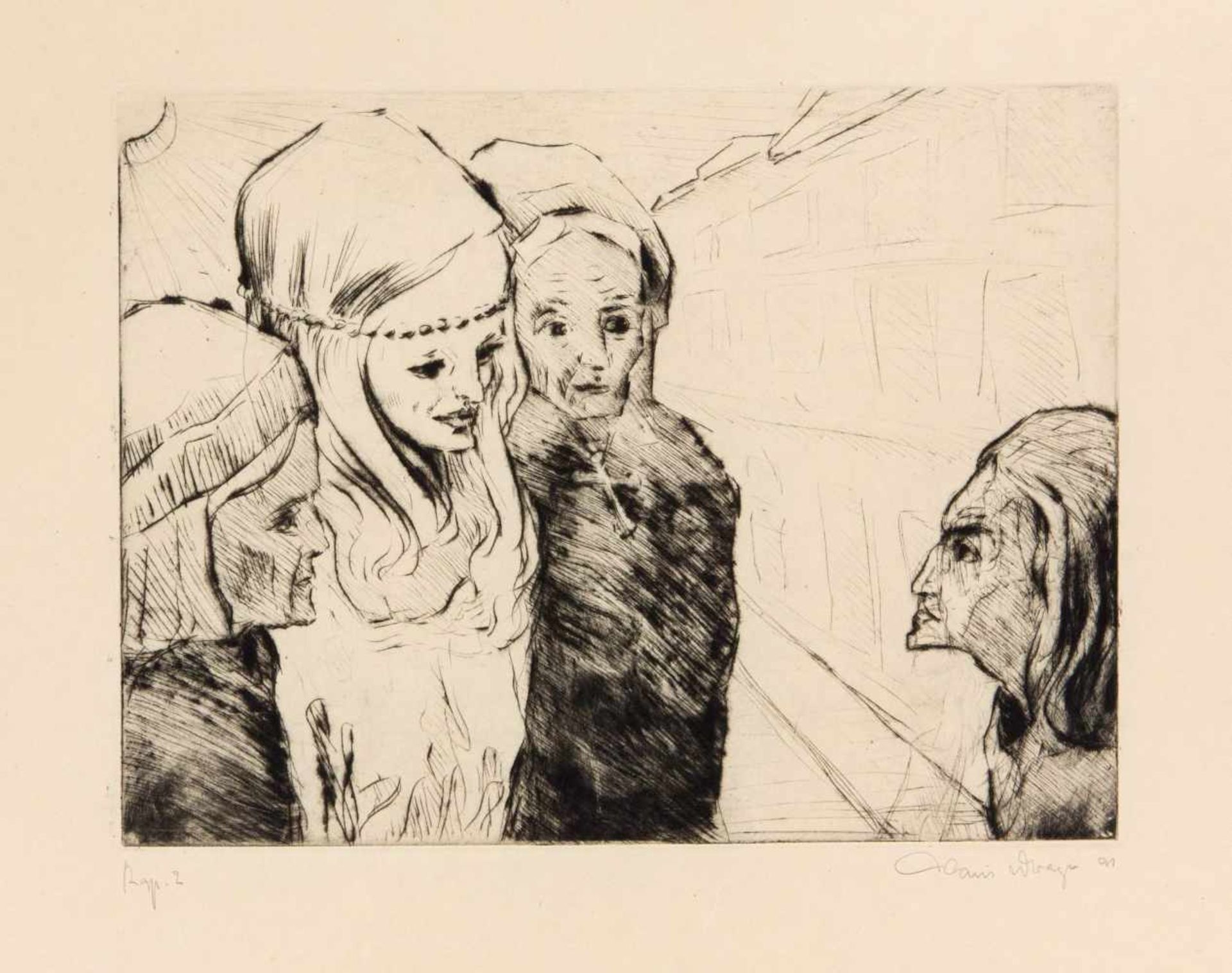 Mixed lot of 13 etchings from the 1st half of the 20th century, Karl Bauer (1905-1993),''Frederick - Bild 6 aus 6