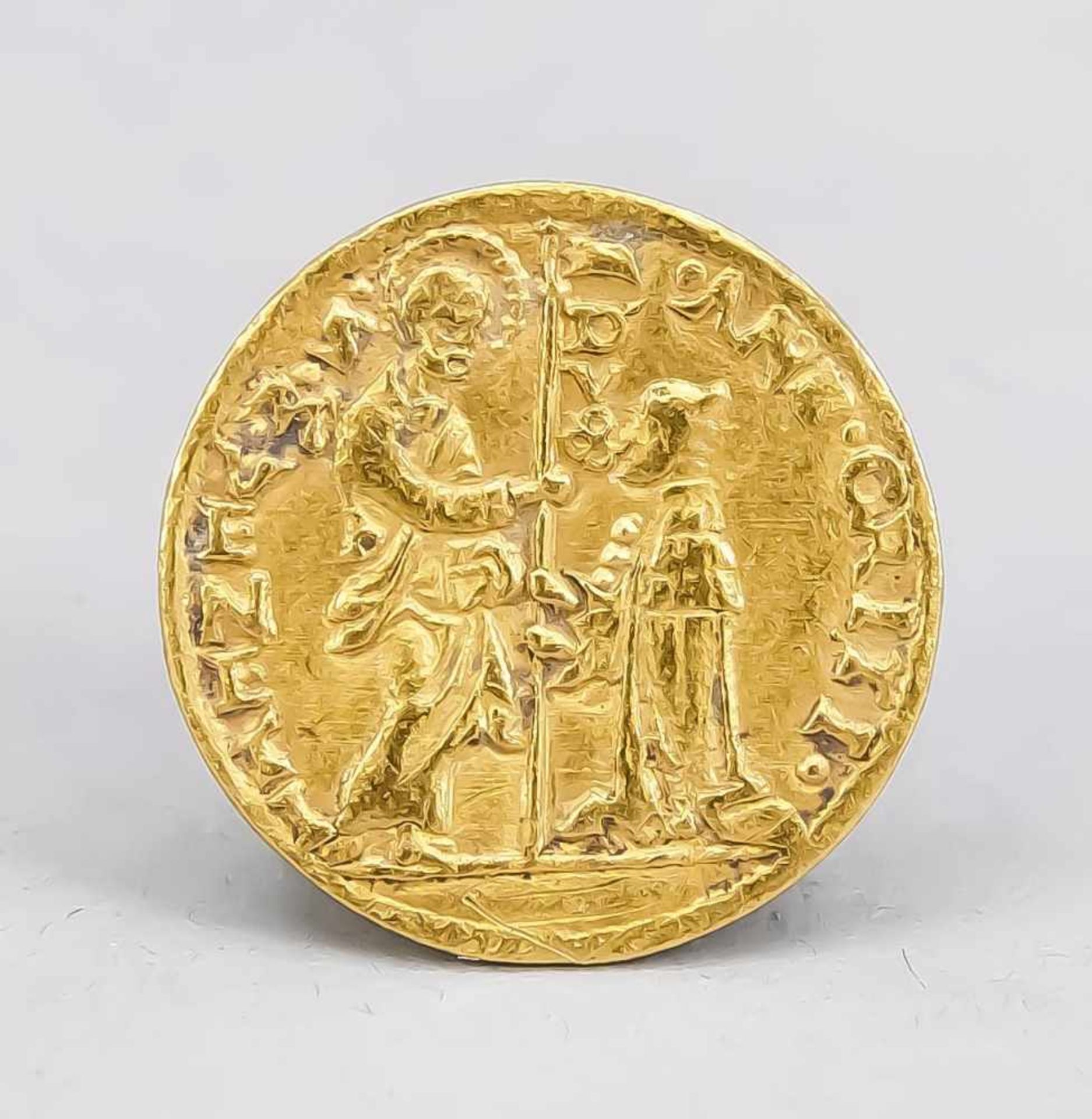 Goldmünze mit Christusdarstellung, wohl Italien (Venedig), 14./15. Jh., 2,2 cmGoldmünze mit