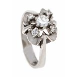 Brilliant ring WG 585/000 with 5 brilliants, total 0.51 ct W / SI, RG 55, 5.0 gBrillant-Ring WG