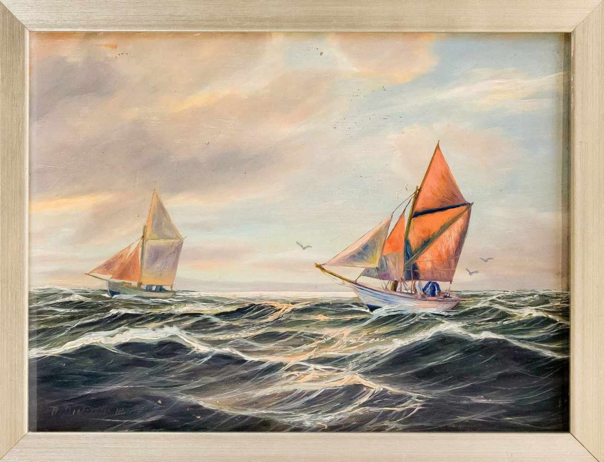 A. Dietrich, Hamburg marine painter of the 1st half of the 20th century, two sailing boatsin the