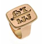 Men's monogram ring GG / RG 585/000 with a stylized monogram on a rectangular ring head 22x 17 mm,
