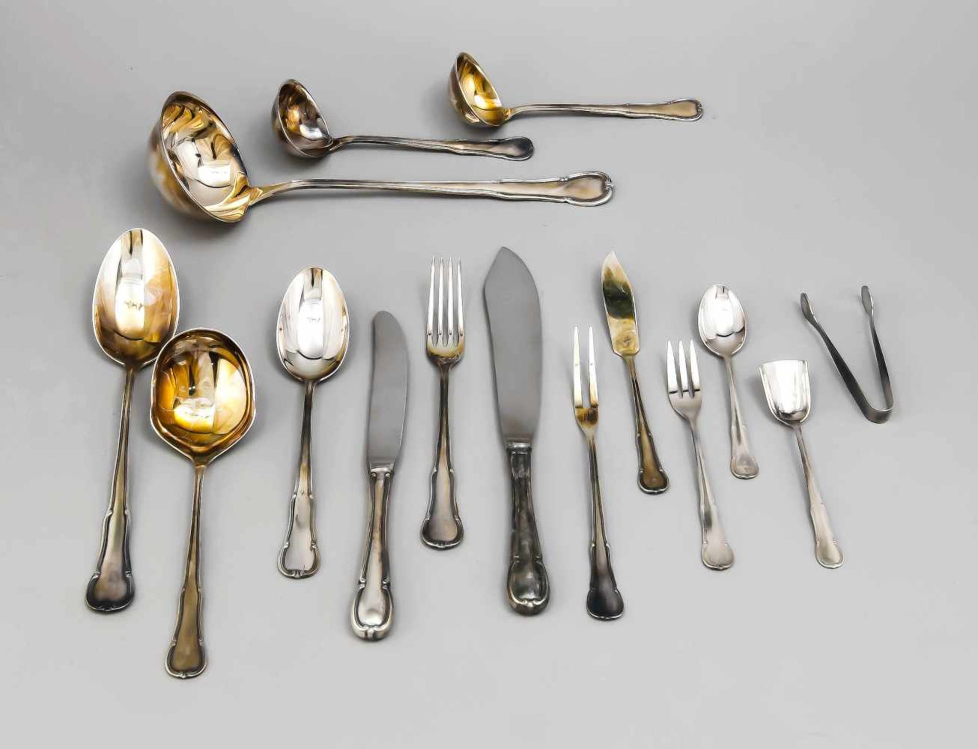 Cutlery for twelve persons, German, 20th century, hallmarked WMF, Geislingen, silver800/000,