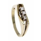 Brilliant ring GG / WG 585/000 with 3 brilliants, total 0.06 ct W / SI, RG 55, 3.6 gBrillant-Ring