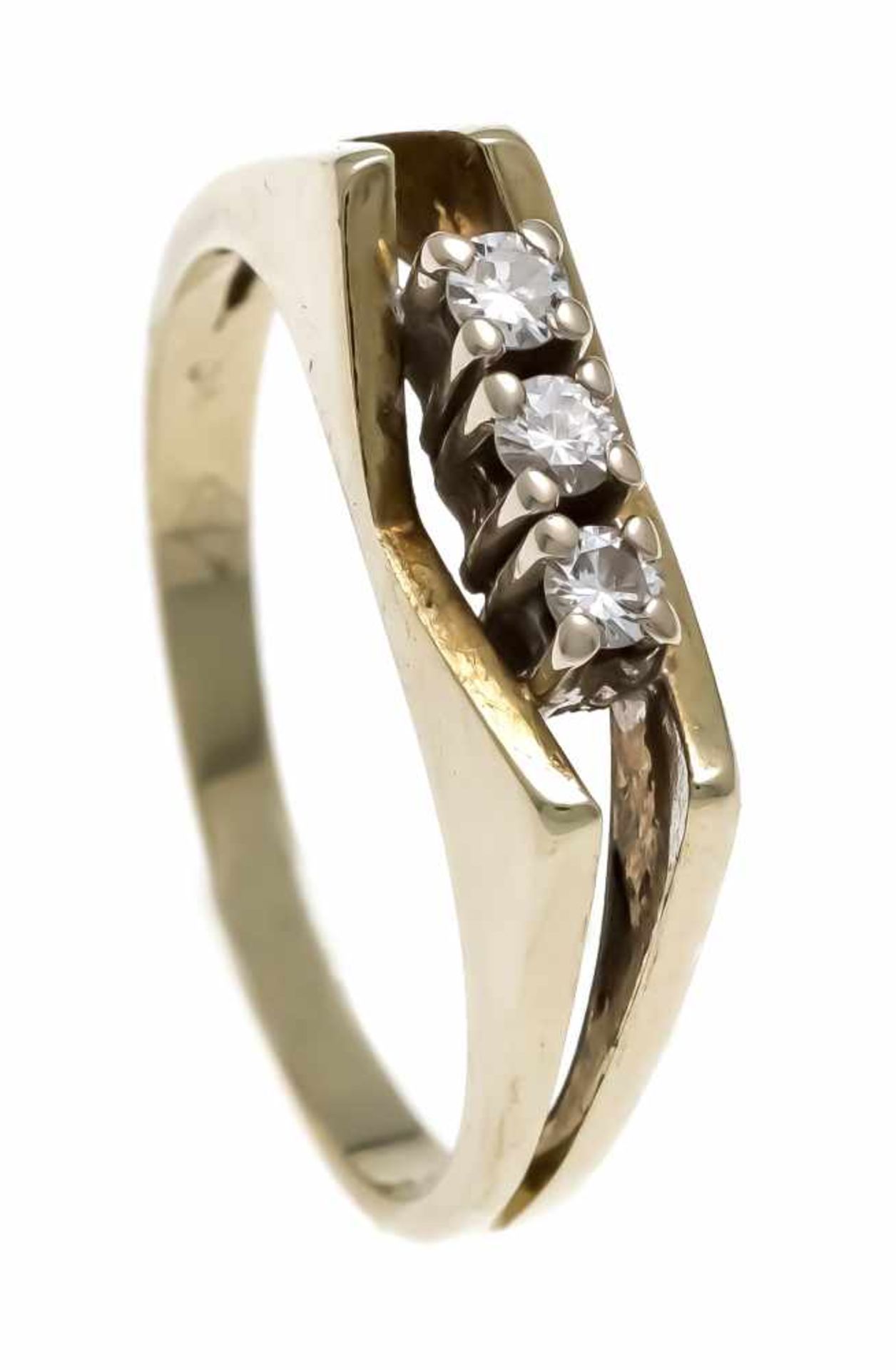 Brilliant ring GG / WG 585/000 with 3 brilliants, total 0.06 ct W / SI, RG 55, 3.6 gBrillant-Ring