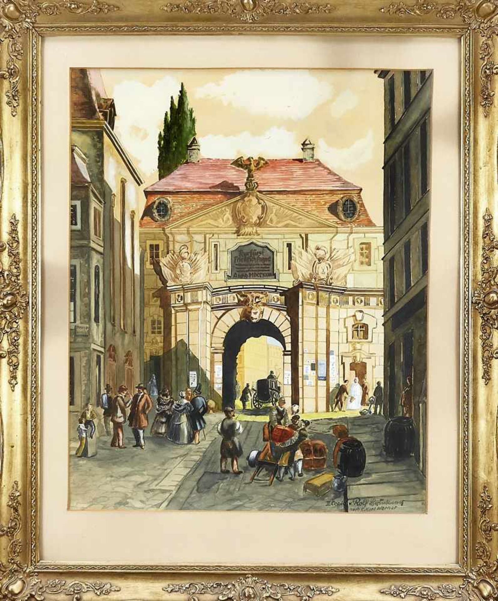 Rolf Brückner after Carl Werner (1808-1894), the Peterstor in Leipzig, watercolor from1942 after the