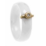 Ceramic diamond ring GG 585/000 with fac.white ceramic and a brilliant 0.03 ct W / PI1, RG59, 5.1