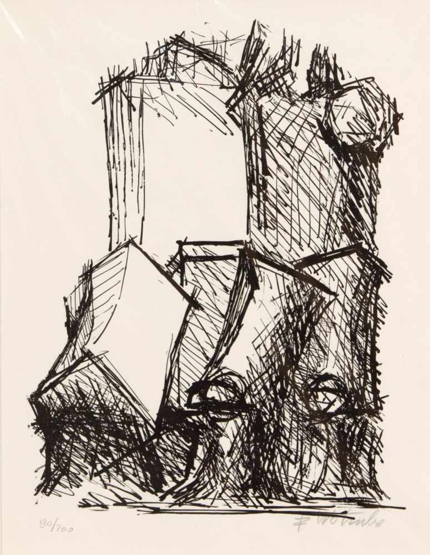 Fritz Wotruba (1907-1975), composition of stacked forms, lithograph on laid paper 1972,handsigned