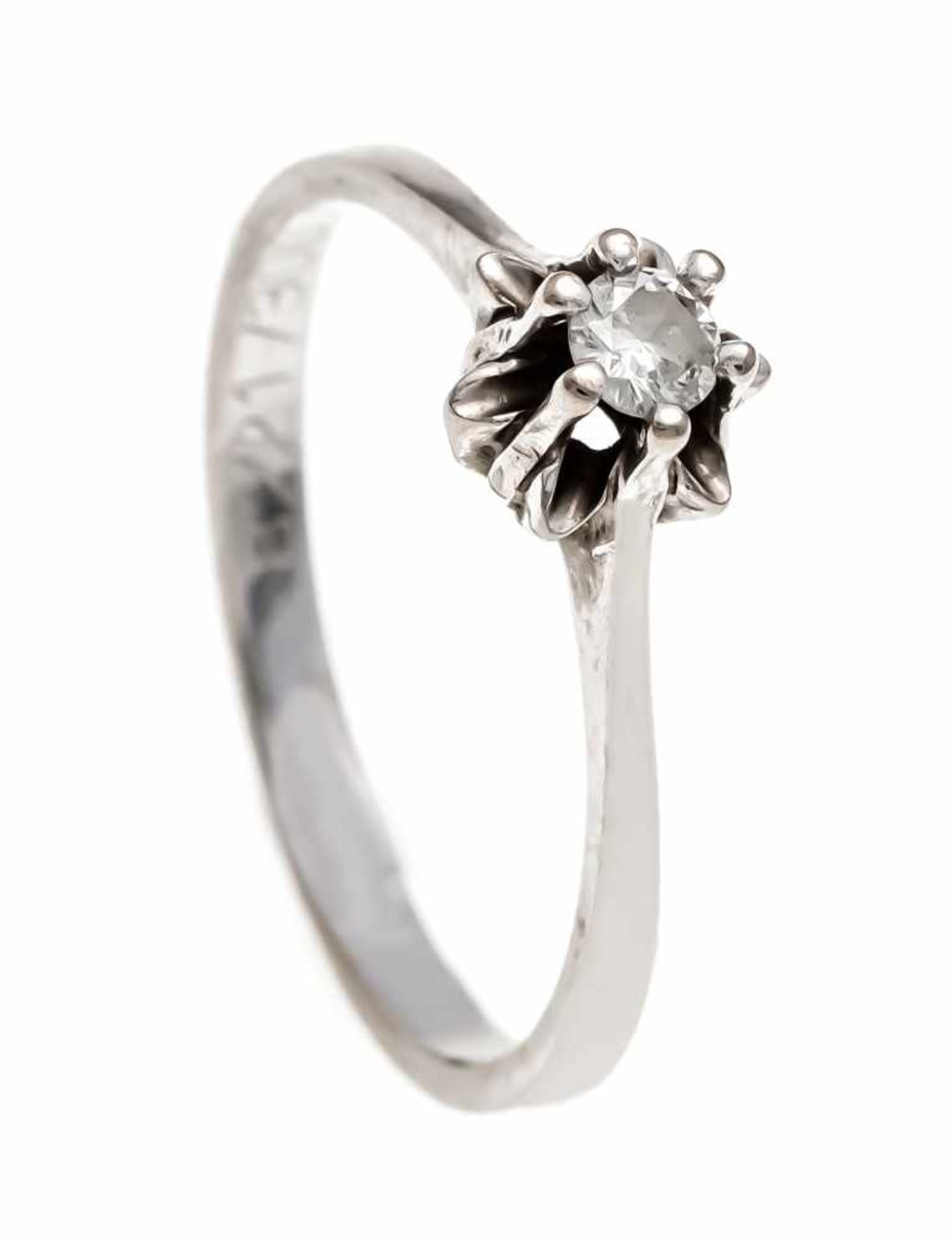 Brilliant ring WG 585/000 with a brilliant 0.10 ct W / PI, RG 53, 2.1 gBrillant-Ring WG 585/000